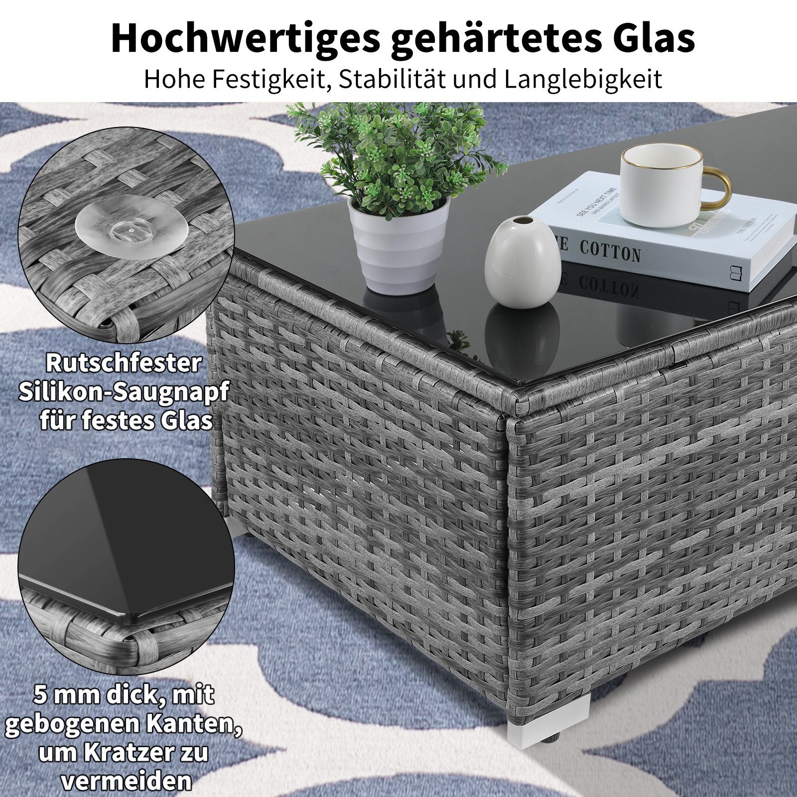 TLGREEN Gartenlounge-Set Polyrattan Balkon lounge Set, günstig online kaufen