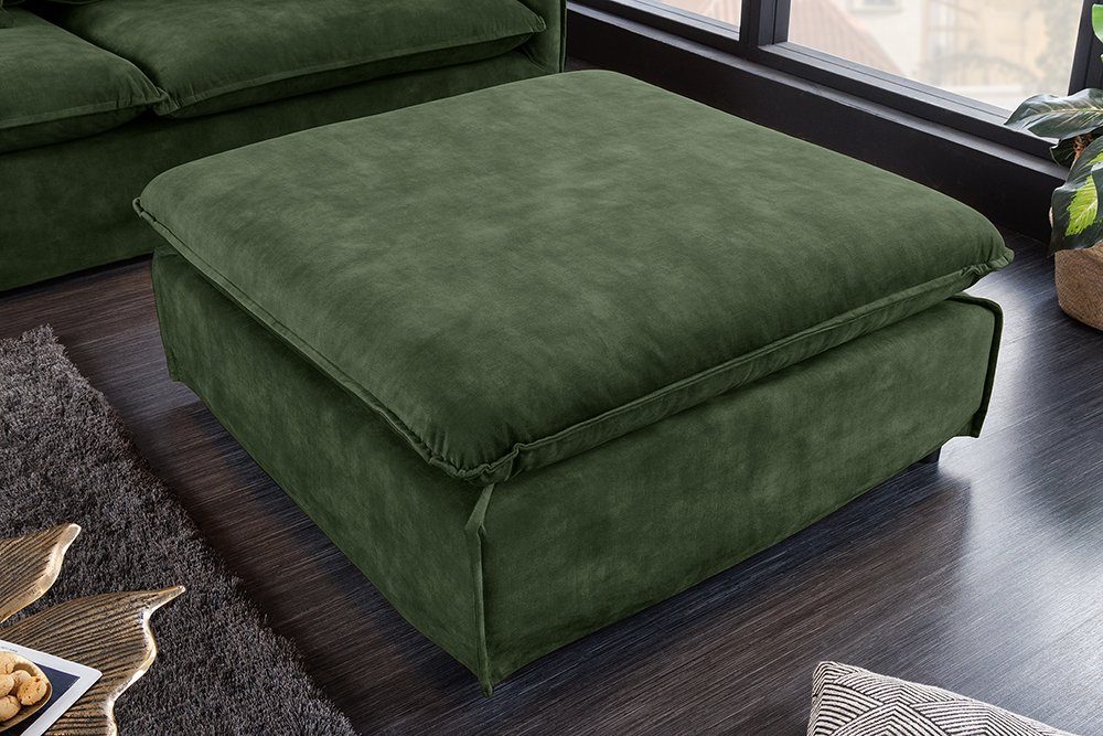 riess-ambiente Sitzhocker HEAVEN 100cm dunkelgrün · Hussensofa inkl. Kissen & abnehmbaren Bezug (Einzelartikel, 1 St), Wohnzimmer-Hocker · Samt-Bezug · Federkern-Polsterung · Landhausstil