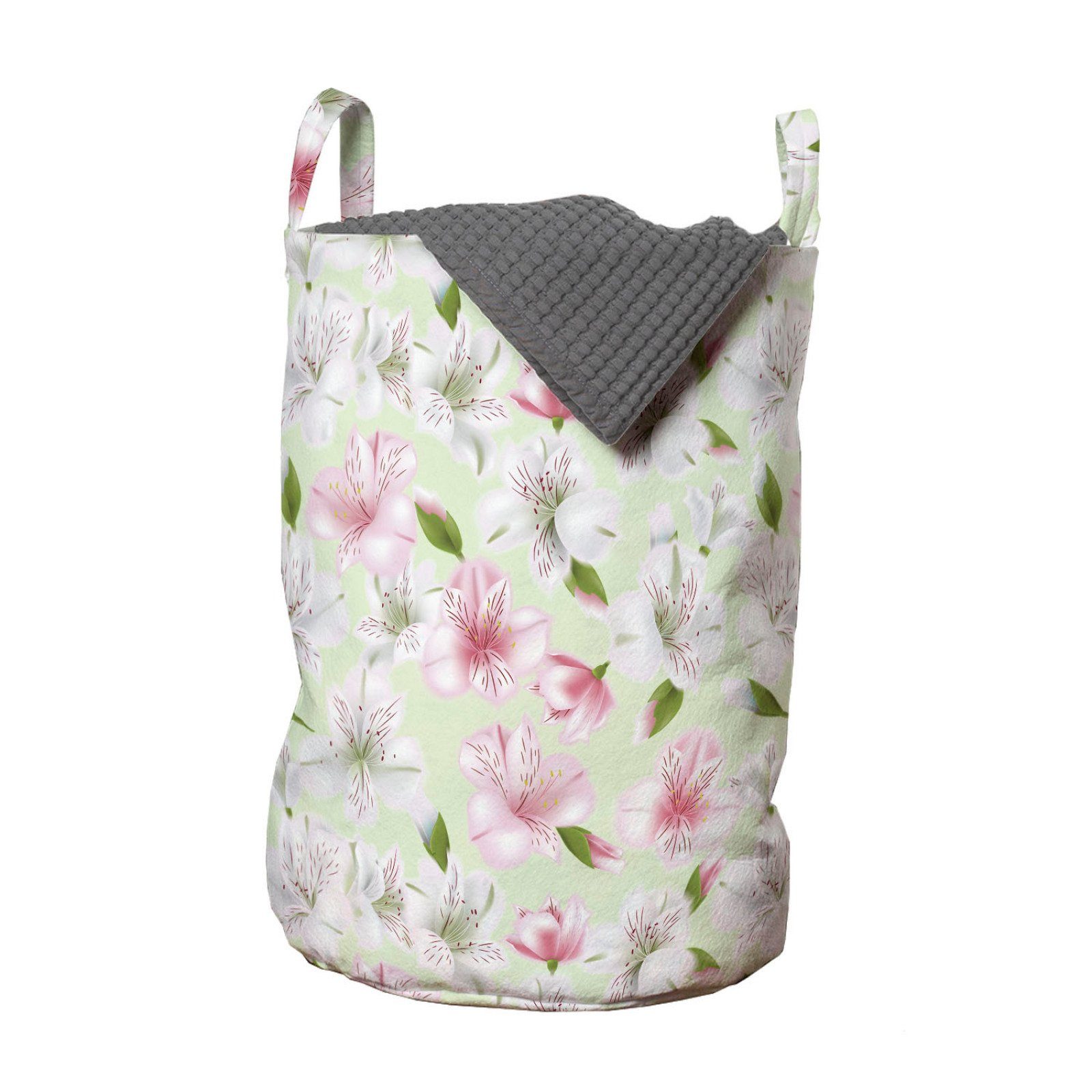 Abakuhaus Wäschesäckchen Wäschekorb mit Griffen Kordelzugverschluss für Waschsalons, Blumen Peruanische Lilie blühen Bloom | Wäschesäcke