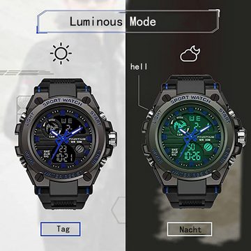 GelldG Digitaluhr Herren Uhren Sport Militär Große Armbanduhr Outdoor Digitaluhren, (Set, 1-tlg., mit Armband), mit Armband