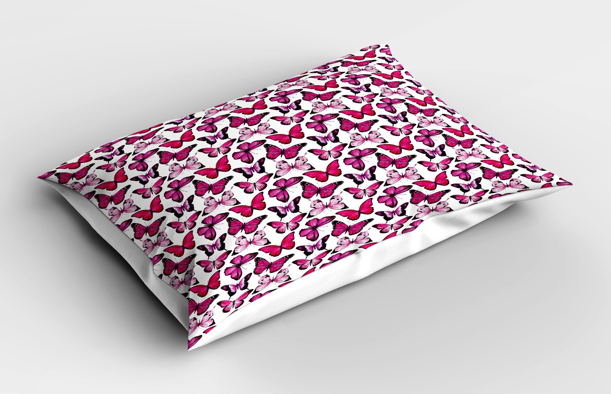 Pink Kissenbezüge Weiß (1 Dekorativer Abakuhaus Schmetterlinge Stück), und zarte Size Kopfkissenbezug, Gedruckter Standard