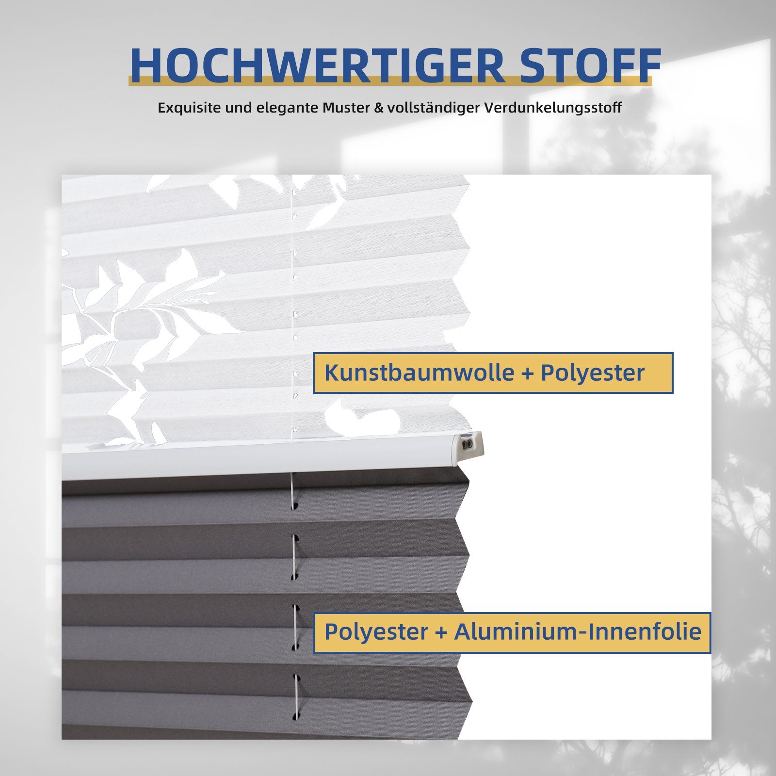Sekey Plissee Doppelplissee Day+Night Verdunkelung ohne Bohren verspannt Lichtschutz, verdunkelnd, Klemmfix, ohne Bohren, Klemmfix, Lichtdurchlässig Ausbrenner- – Bild 5 von 5