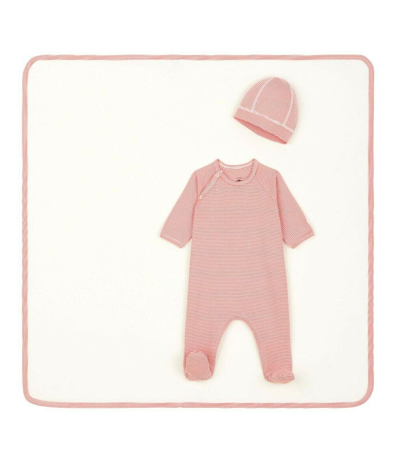Petit Bateau Strampler, Jäckchen & Mütze Petit Bateau 3-teiliges Geschenkset rosa (Strampler, Mütze und Decke) aus Bio Baumwolle