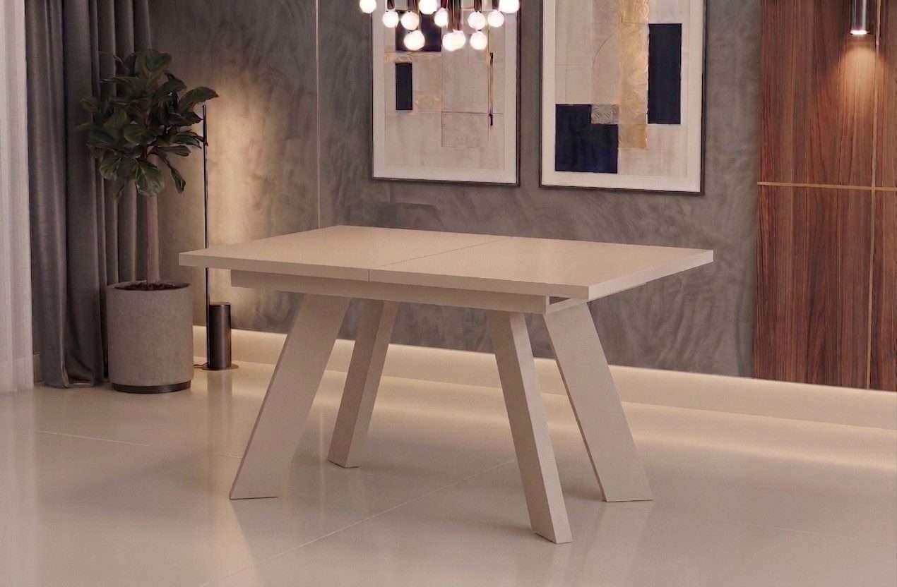 Endo-Moebel Esstisch Como Esstisch 130–210cm ausziehbar für 8 Personen, Tischbeine schwarz, Ausziehbar 130-210 cm (2x40 cm); Platte 36mm; 4 Beine; schwarz matt