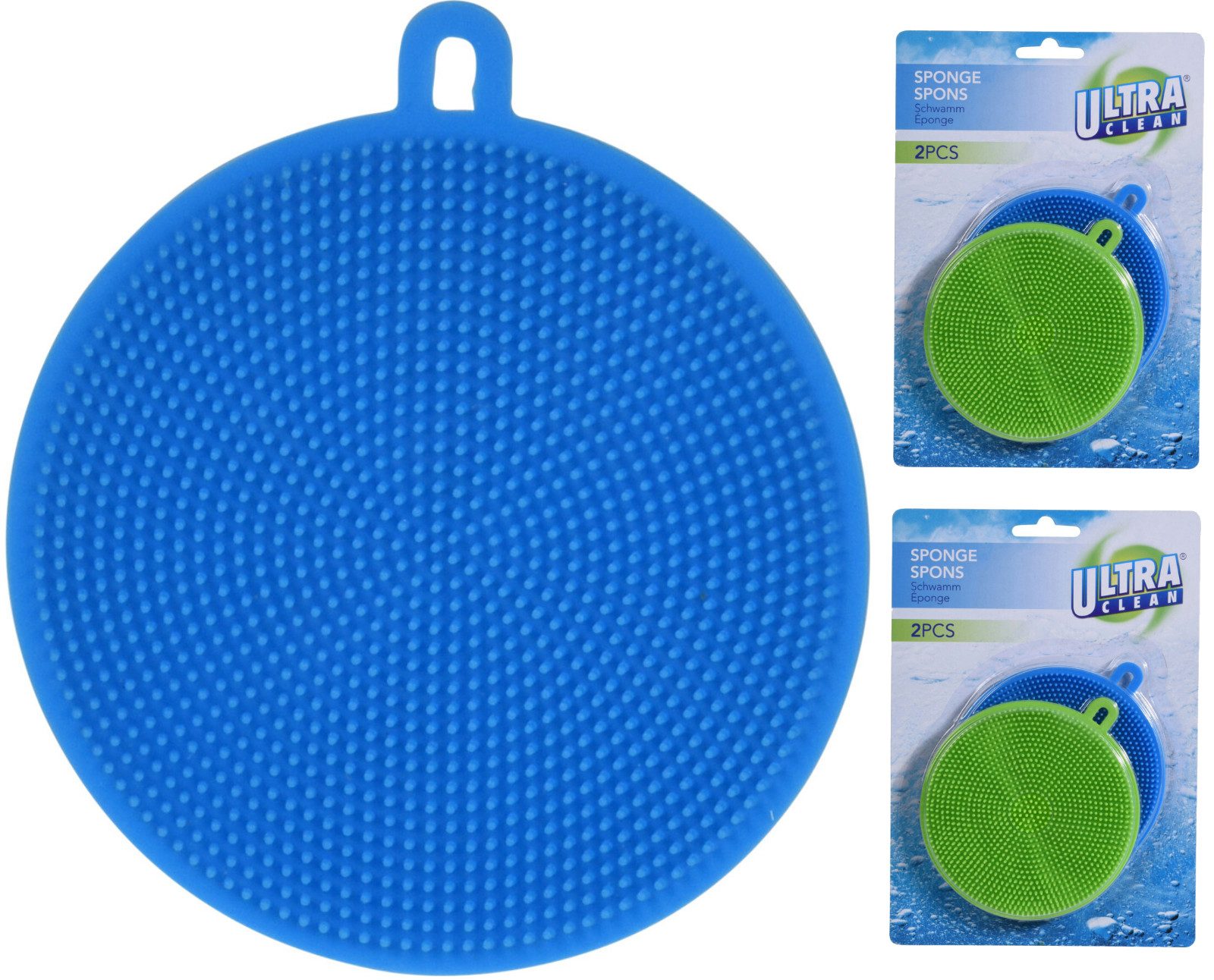 Koopman Spültuch Silikon Schwamm Tuch Set Noppen Farbig Reinigung, (2-tlg), Silikon, 4er Set, mit Noppen, Neonfarbend