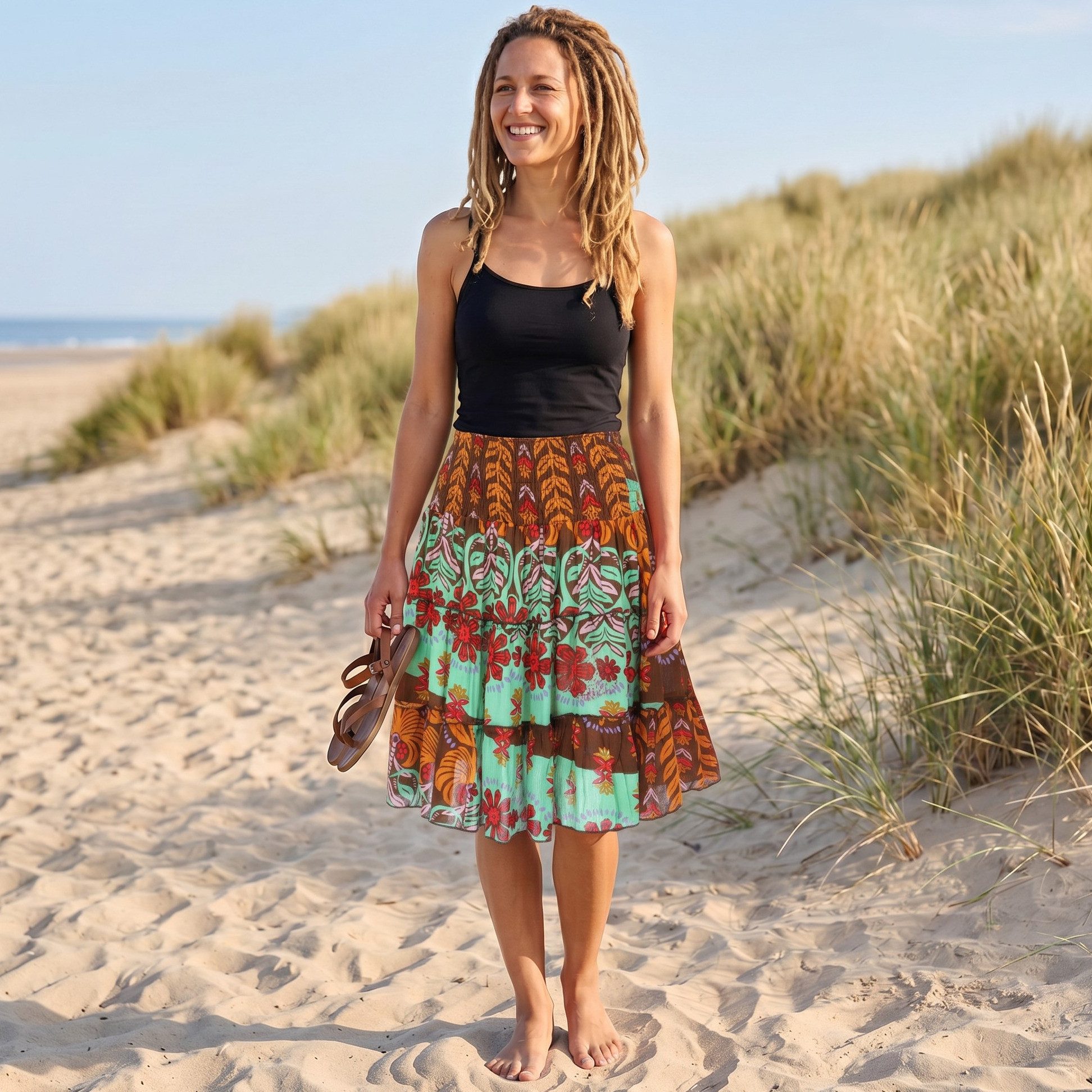Guru-Shop Minirock Leichter Retro Minirock, Boho Sommerrock - currry alternative Bekleidung – Bild 3 von 5