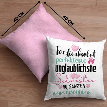 Trendation Dekokissen Trendation - Beste Schwester Geschenk Kissen Spruch zum Geburtstag Weihnachten Geschenkidee von Bruder für Schwester Dekokissen mit Füllung 40x40