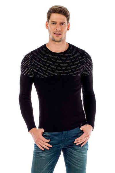 Cipo & Baxx Strickpullover mit Zacken-Muster