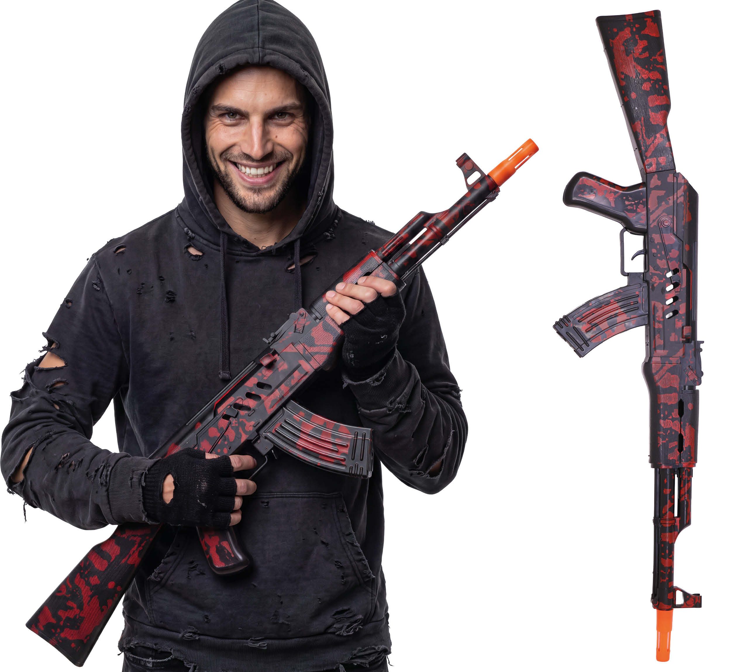 Fiestas Guirca Kostüm, Militärische Taktische Gewehr Requisite In Dunkelrot Für Halloween K