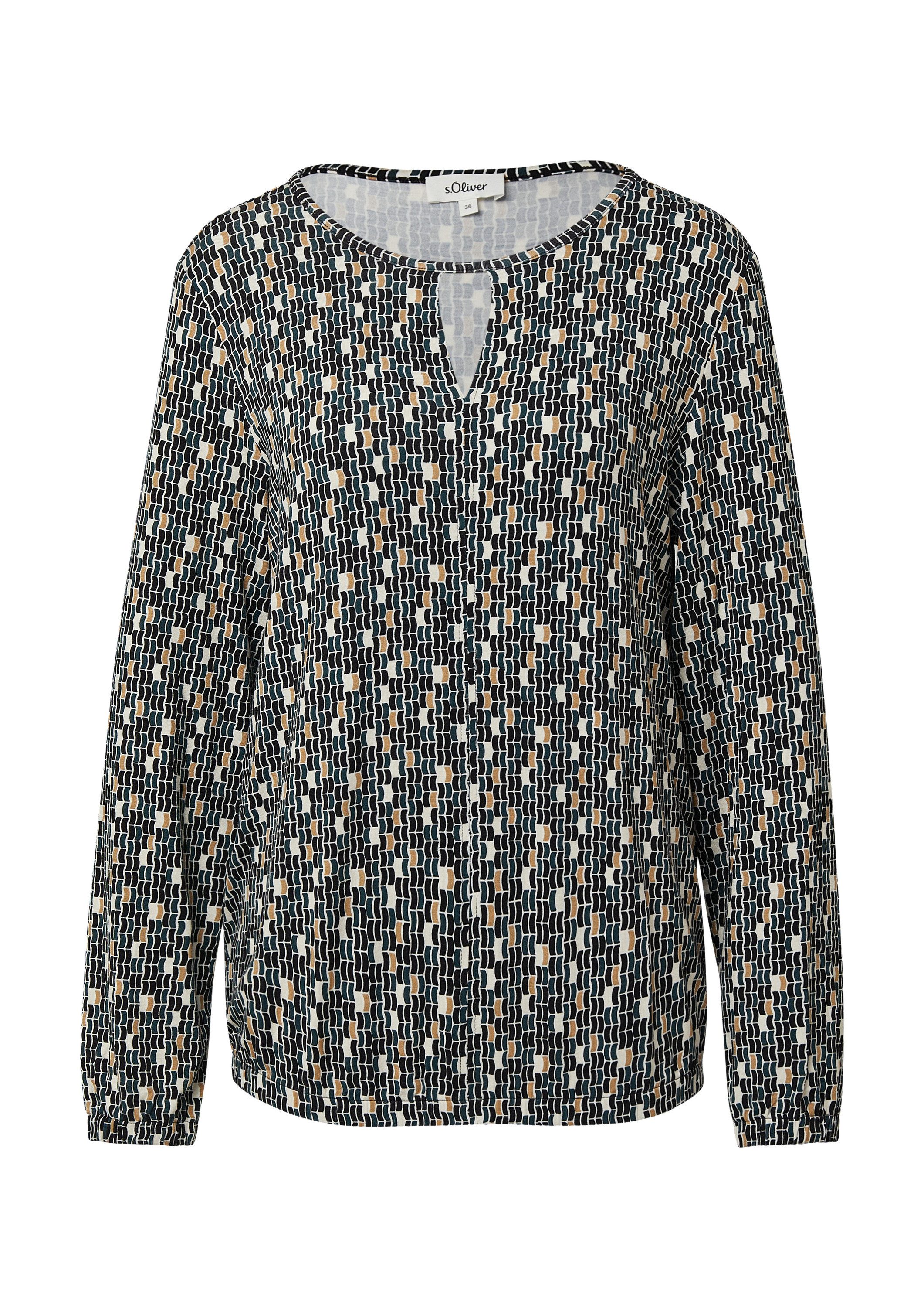 s.Oliver Langarmshirt T-Shirt T-Shirt mit All-over-Print und Elastikbündche günstig online kaufen