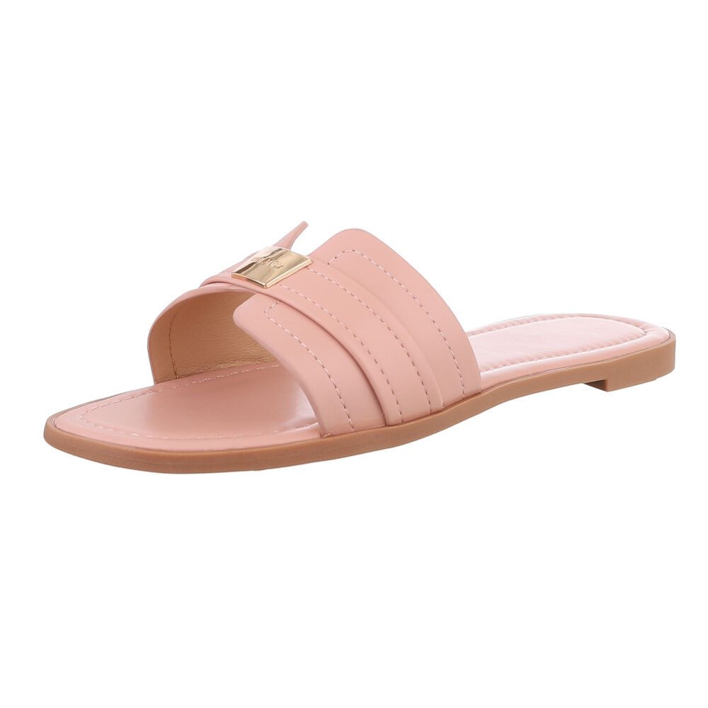 Ital-Design Elegante Sandaletten für entspannte Tage Pantolette (89322952) Blockabsatz Pantoletten in Altrosa