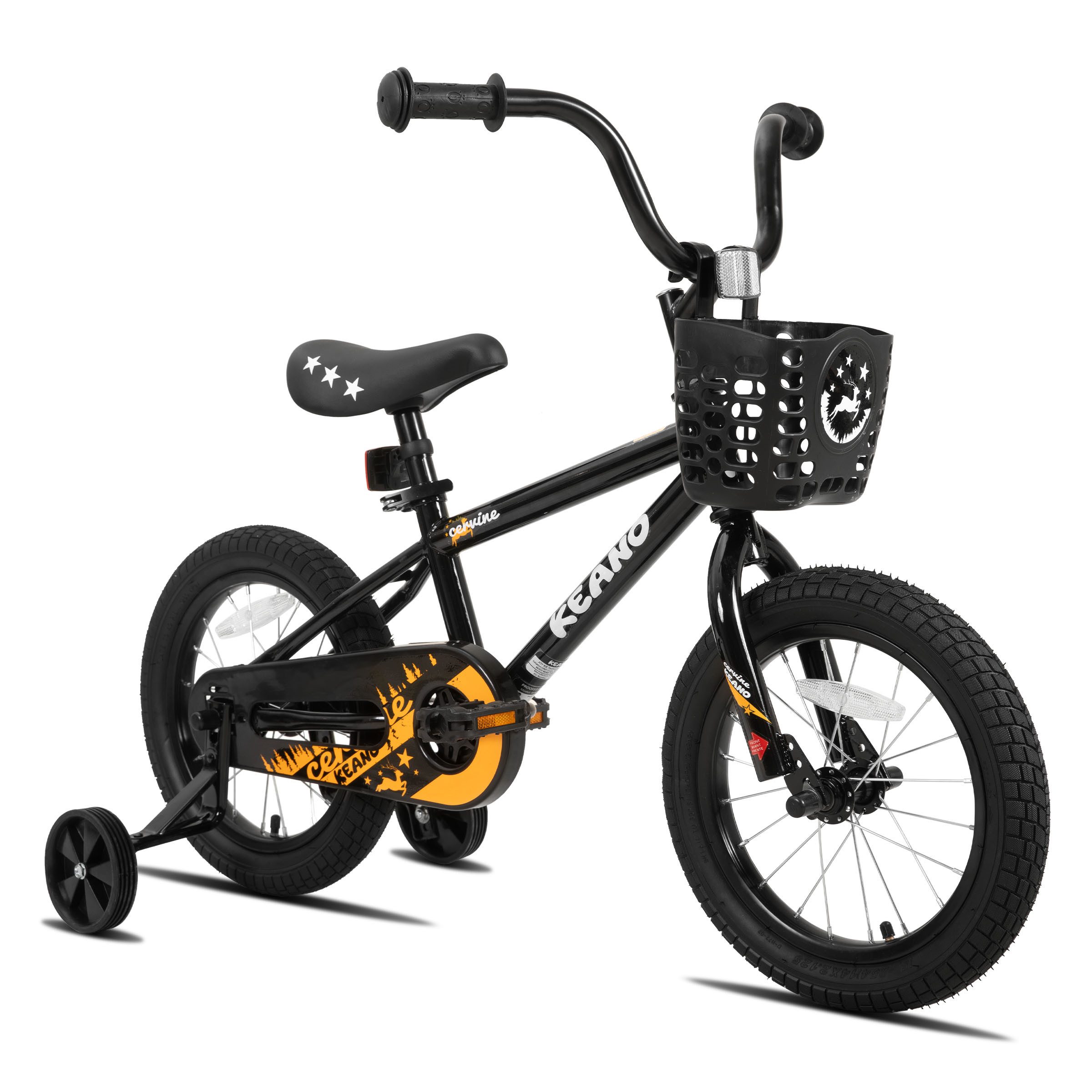 JOYSTAR Kinderfahrrad 14/16 Zoll fahrrad für 3-7 Jahre Jungen,Mädchen,Geschenke für Kinder, Mit Stützrädern, Korb, geschlossenem Kettenschutz und bunten Graffitis