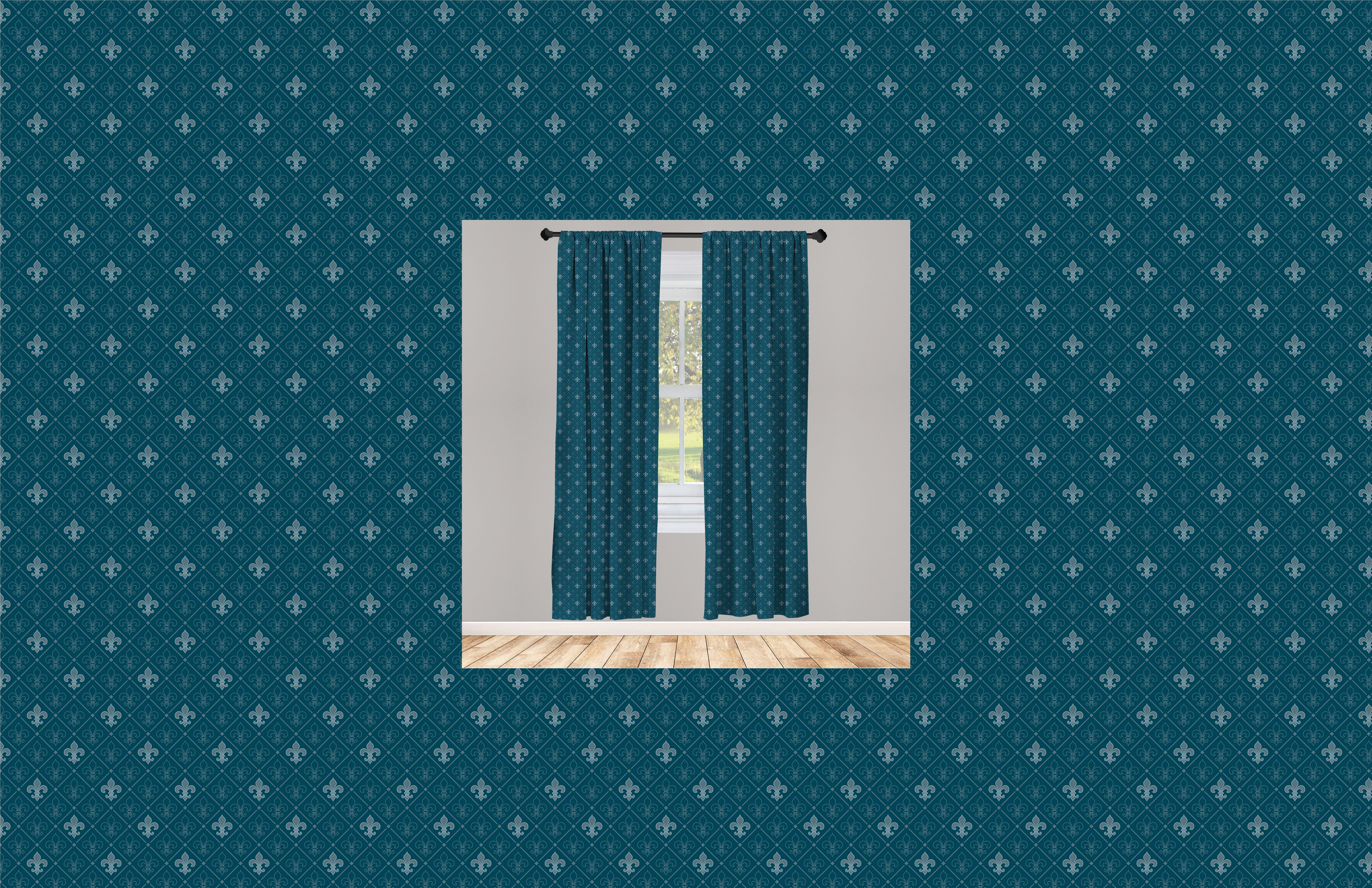 Gardine Vorhang für Wohnzimmer Schlafzimmer Dekor, Abakuhaus, Microfaser, Fleur De Lis Mittelalter Entwurf