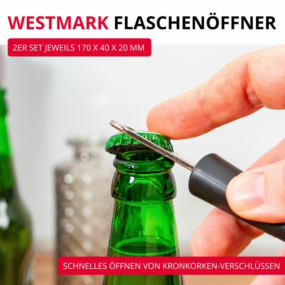 WESTMARK Flaschenöffner / Kronkorkenöffner, 2 Stück, Länge: je 17 cm, Made in Germany, BPA-frei, aufhängbar