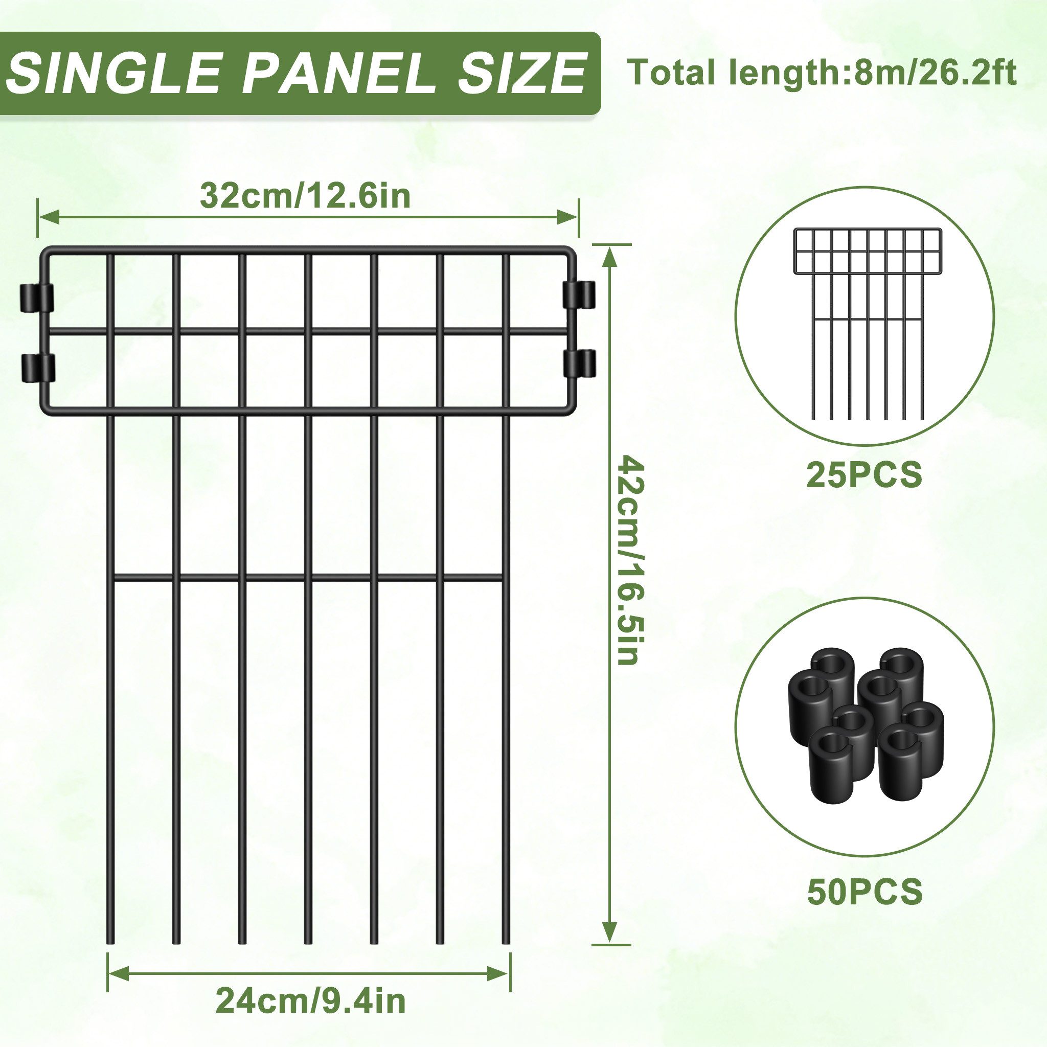 FIVMEN Gartenzaun Tierbarriere Zaun aus Metall Dekorativer Hundezaun Outdoor Tier, (10pcs/25pcs), Barriere für Bäume, Balkon 42 x 32cm (Rechtwinklig)