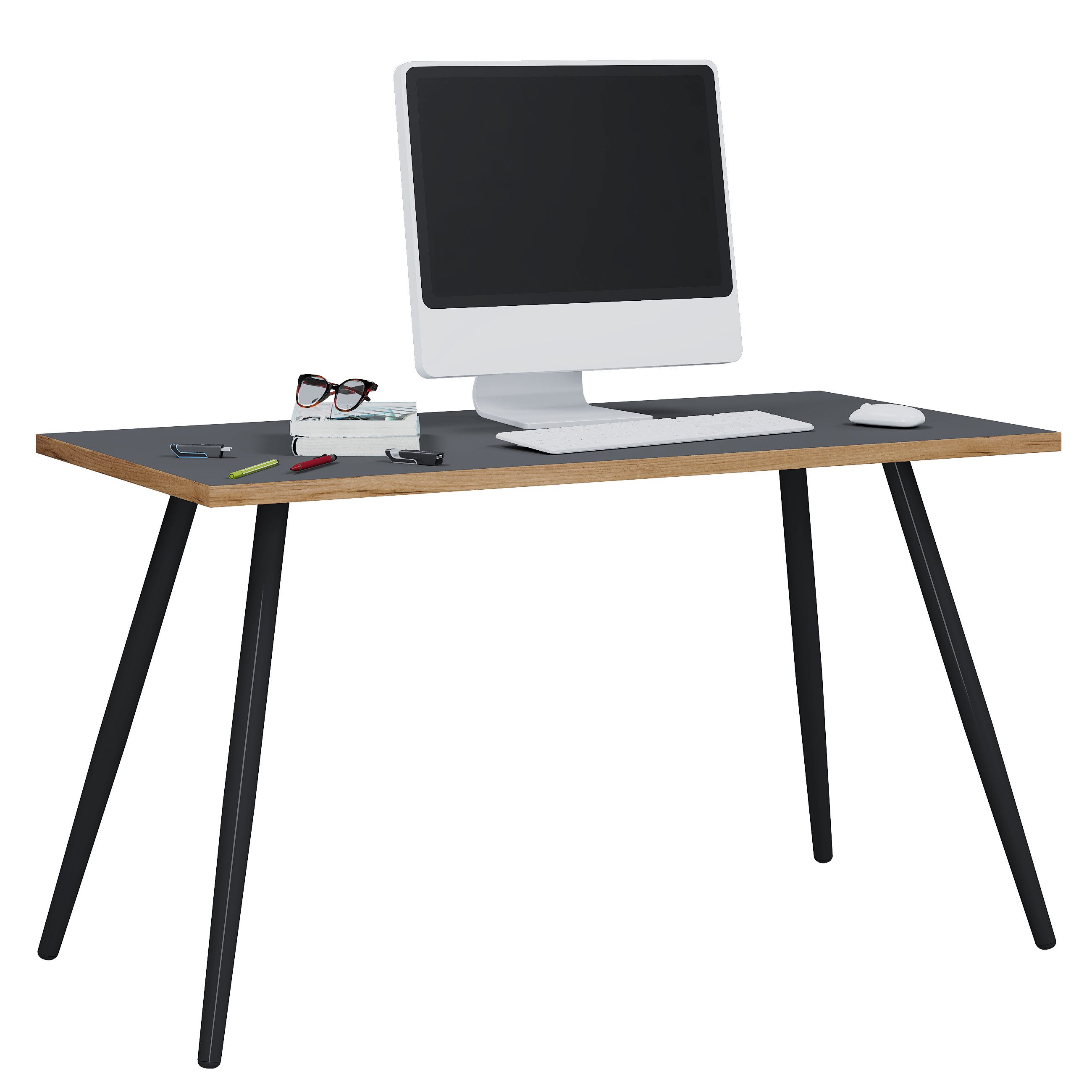 VCM Schreibtisch Salia Computertisch B. 138 x T. 80 x H. 70 cm, Arbeitsplatz für Büro oder Homeoffice, Skandinavisches Retro-Design