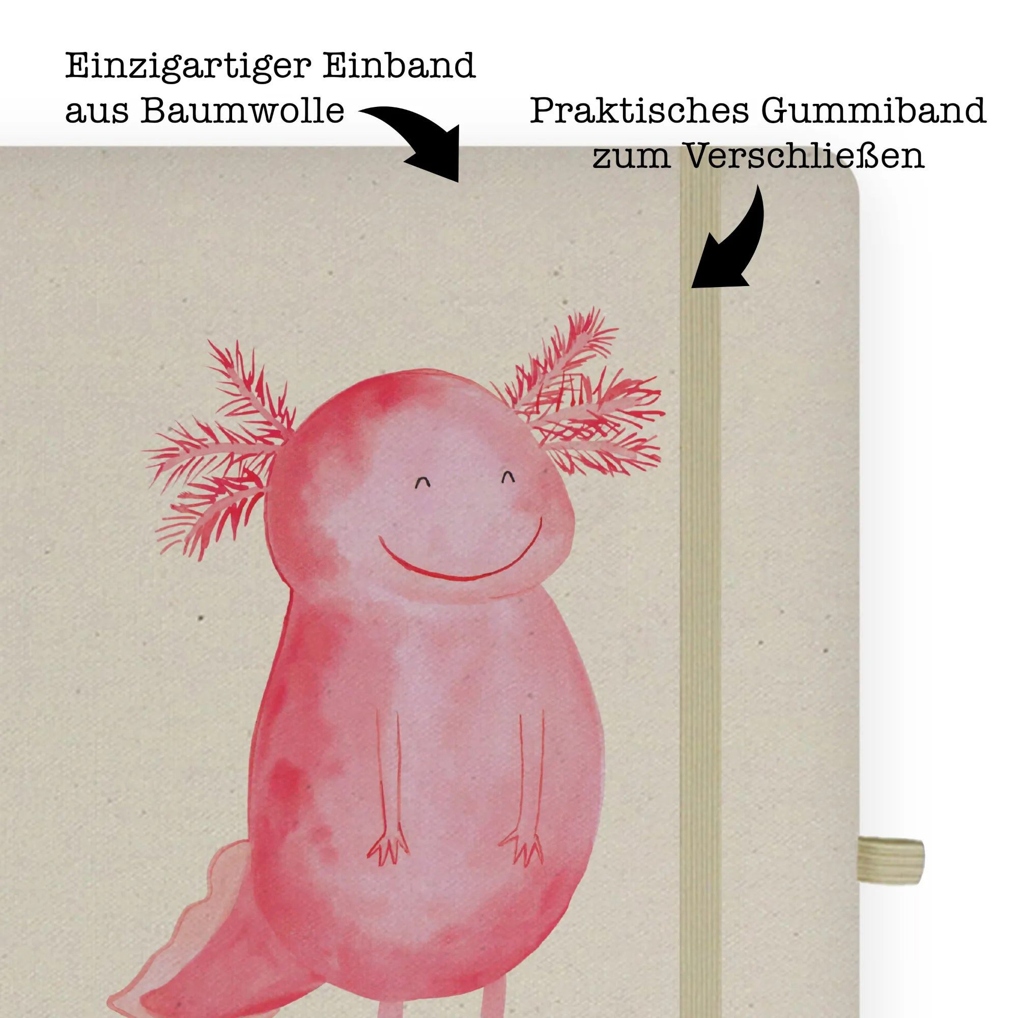 Thumbnail - Mr. & Mrs. Panda Notizbuch Axolotl Glücklich, DIN A4 Ideenbuch, A4 Notizbuch Punkte, DIN A4 Mr. & Mrs. Panda, Kreativitä...