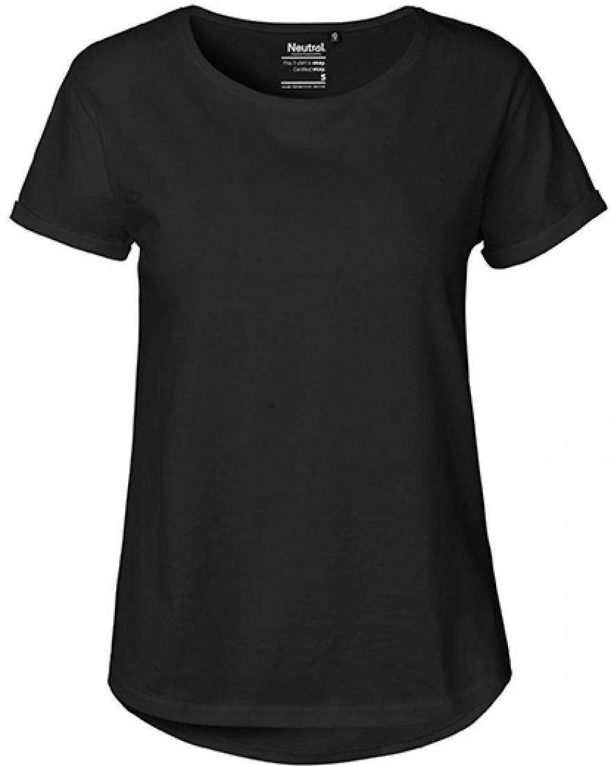 Neutral Rundhalsshirt Damen Roll Up Sleeve T-Shirt / Single Jersey Strick