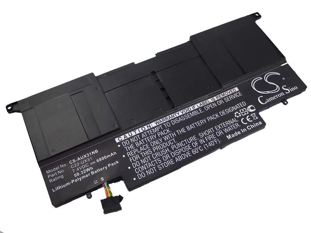 vhbw Ersatz für Asus C22-UX31 (7,4 6800 für V) Li-Polymer mAh Laptop-Akku