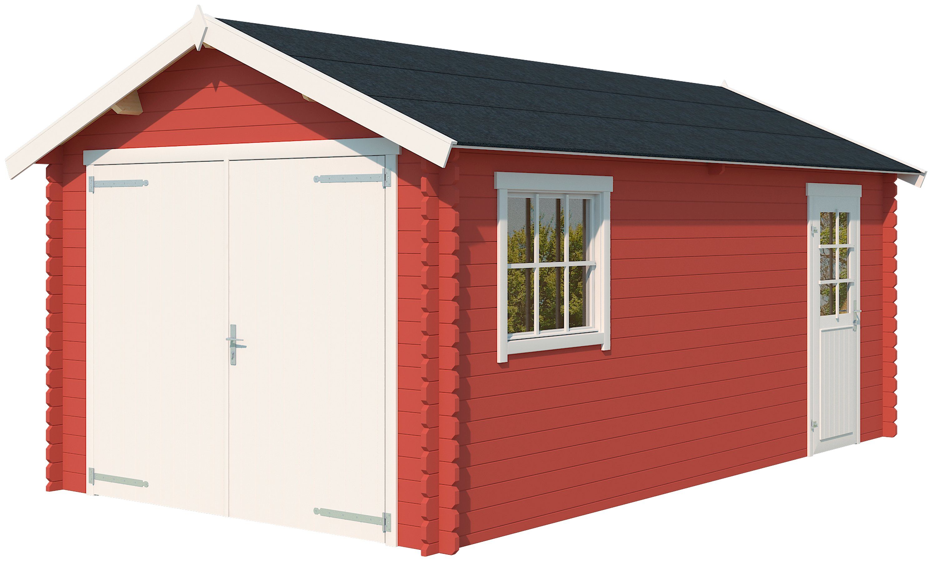 LASITA MAJA Garage Dillon, Blochbohlengarage 34mm, Fundamentmass 3000x5400, Schwedenrot