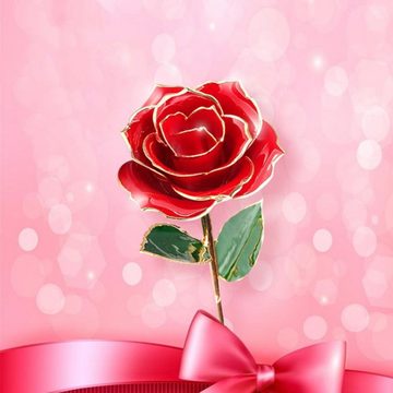 Kunstblume Ewige Rote Rose, 24k Gold Rose, Handgefertigt Konservierte Rose Rose, SOTOR, Künstliche Rose mit Geschenkbox und Sockel geliefert