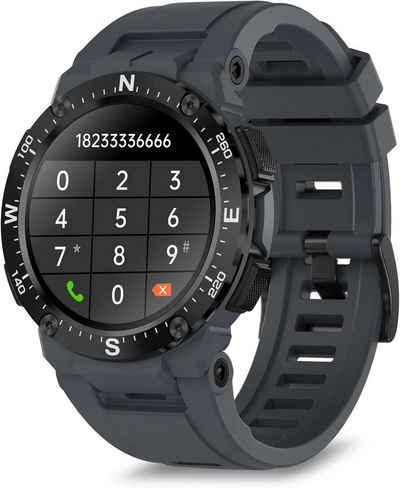 BRIBEJAT Smartwatch (1,3 Zoll, Andriod iOS), Herren Kompatibel Eingebauter Musik-Player Herzfrequenz