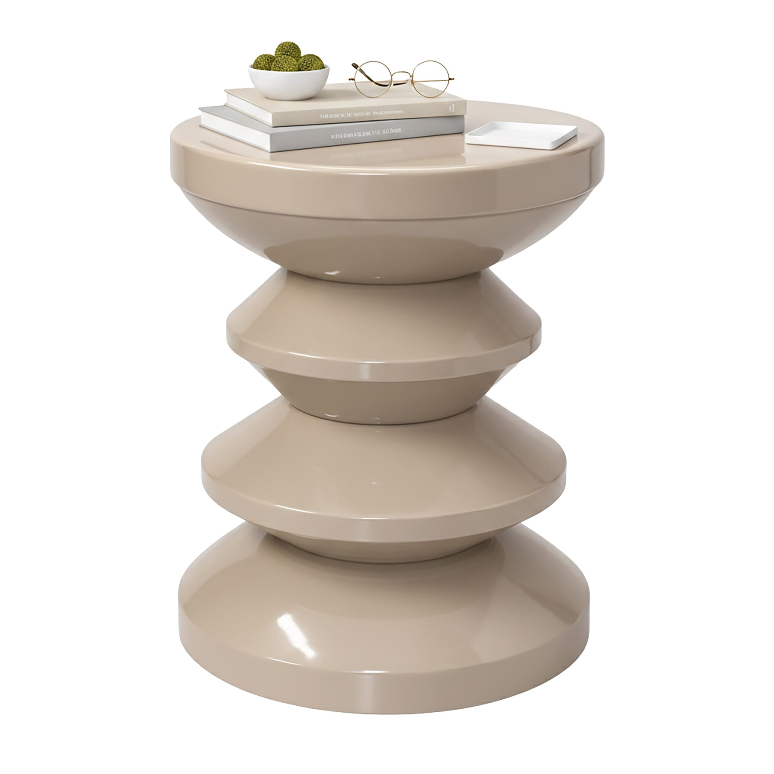 relaxdays Beistelltisch Zick Zack Desig, Beige