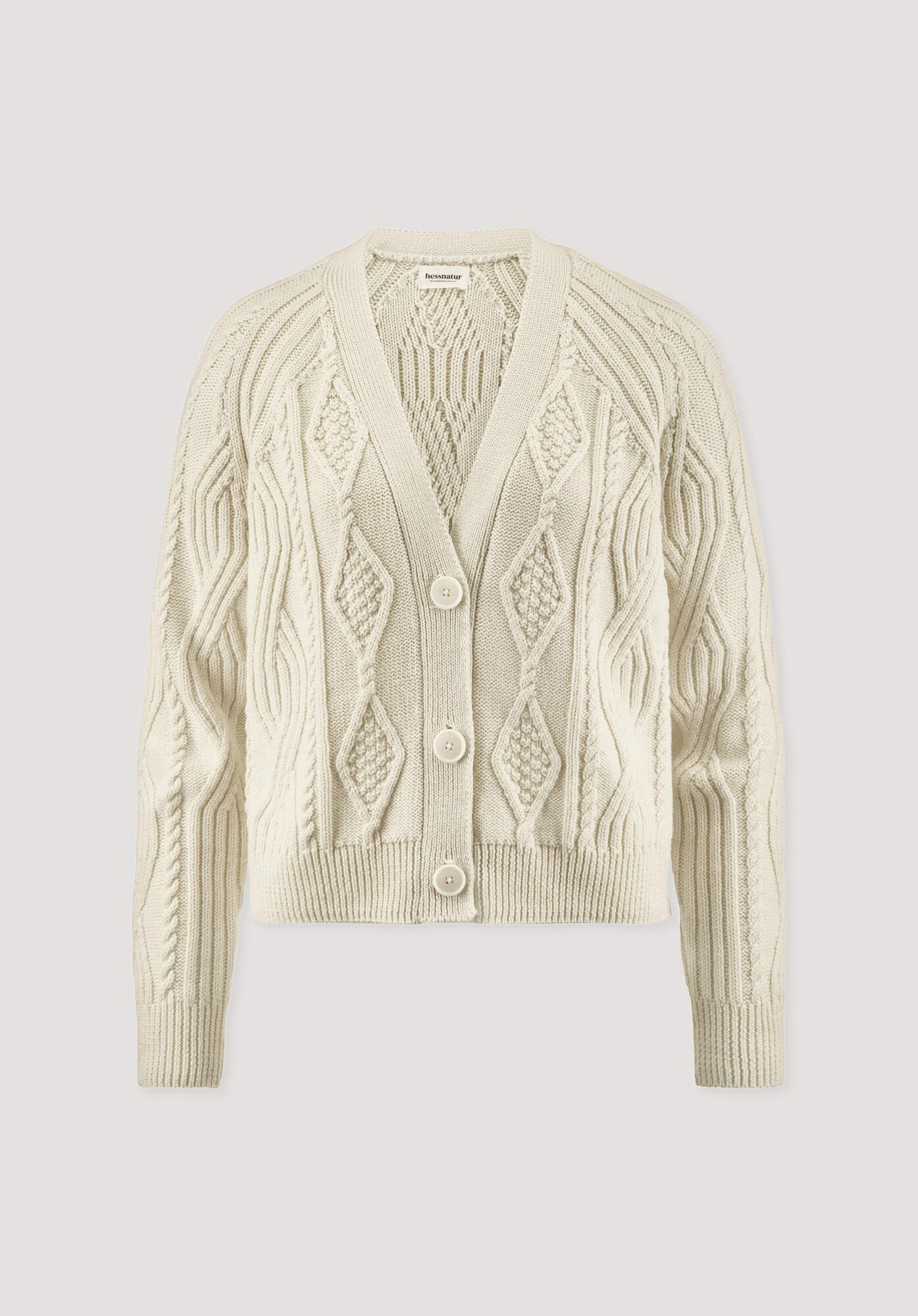 Hessnatur Strickjacke Relaxed aus Bio-Baumwolle und Bio-Schurwolle (1-tlg)