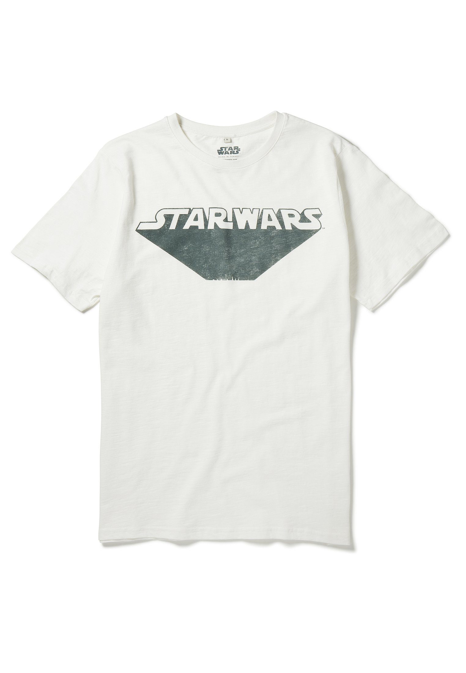 Recovered T-Shirt Star Wars Slub Bio-Baumwolle Zoom Ecru GOTS zertifizierte Logo Retro