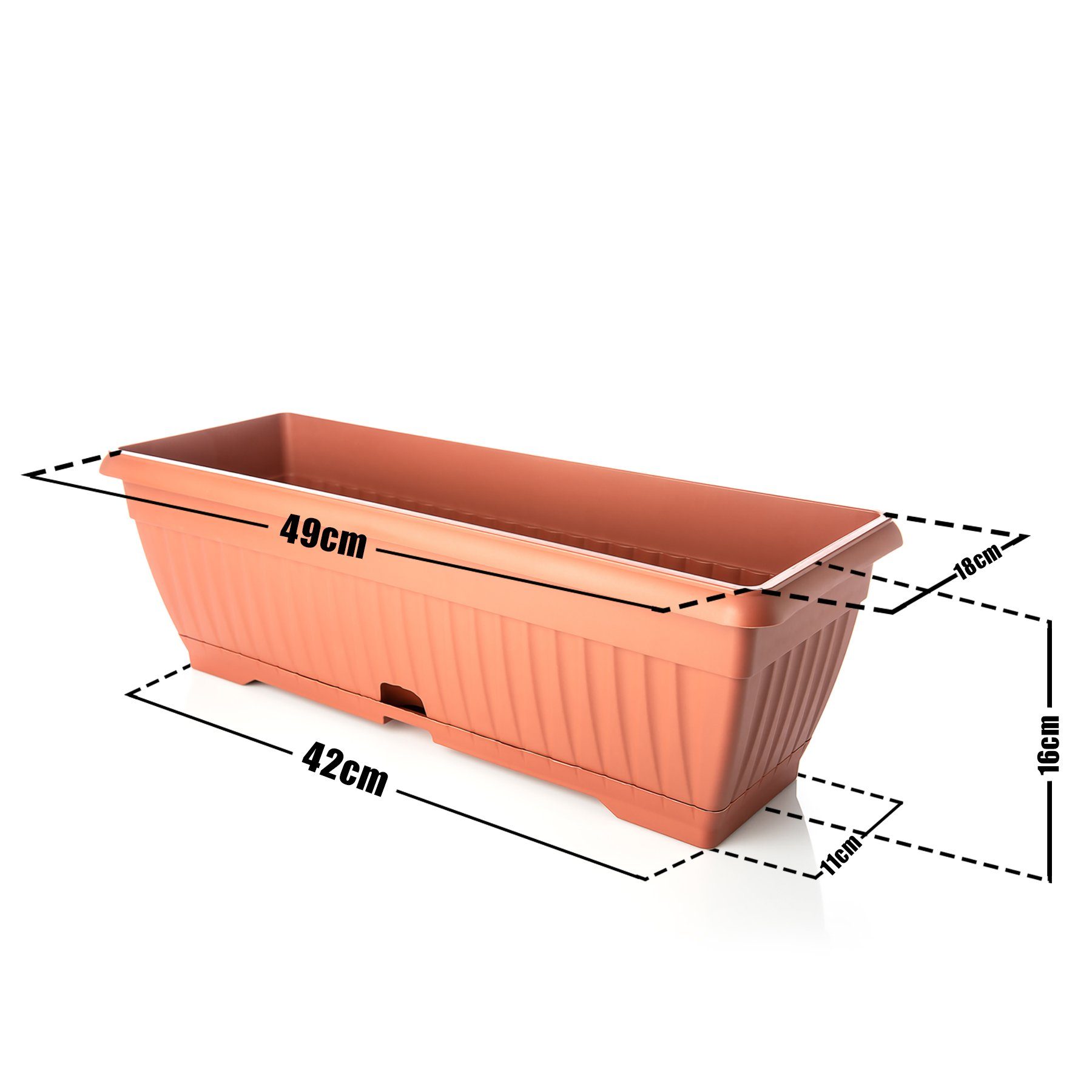 BigDean Blumenkasten Blumenkasten 50 cm mit abnehmbarem Untersetzer Balkonkasten (Set, Pflanzkästen), Blumenkasten, Balkonkasten, Pflanzkasten, Mit Untersetzer