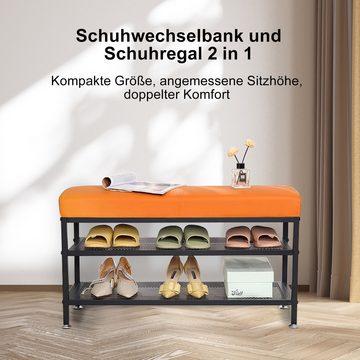 TWSOUL Schuhbank Einfacher Schuhwechselhocker,Schuhregal, mit zweistufigem Schuhregal, 84cm*32cm*50cm