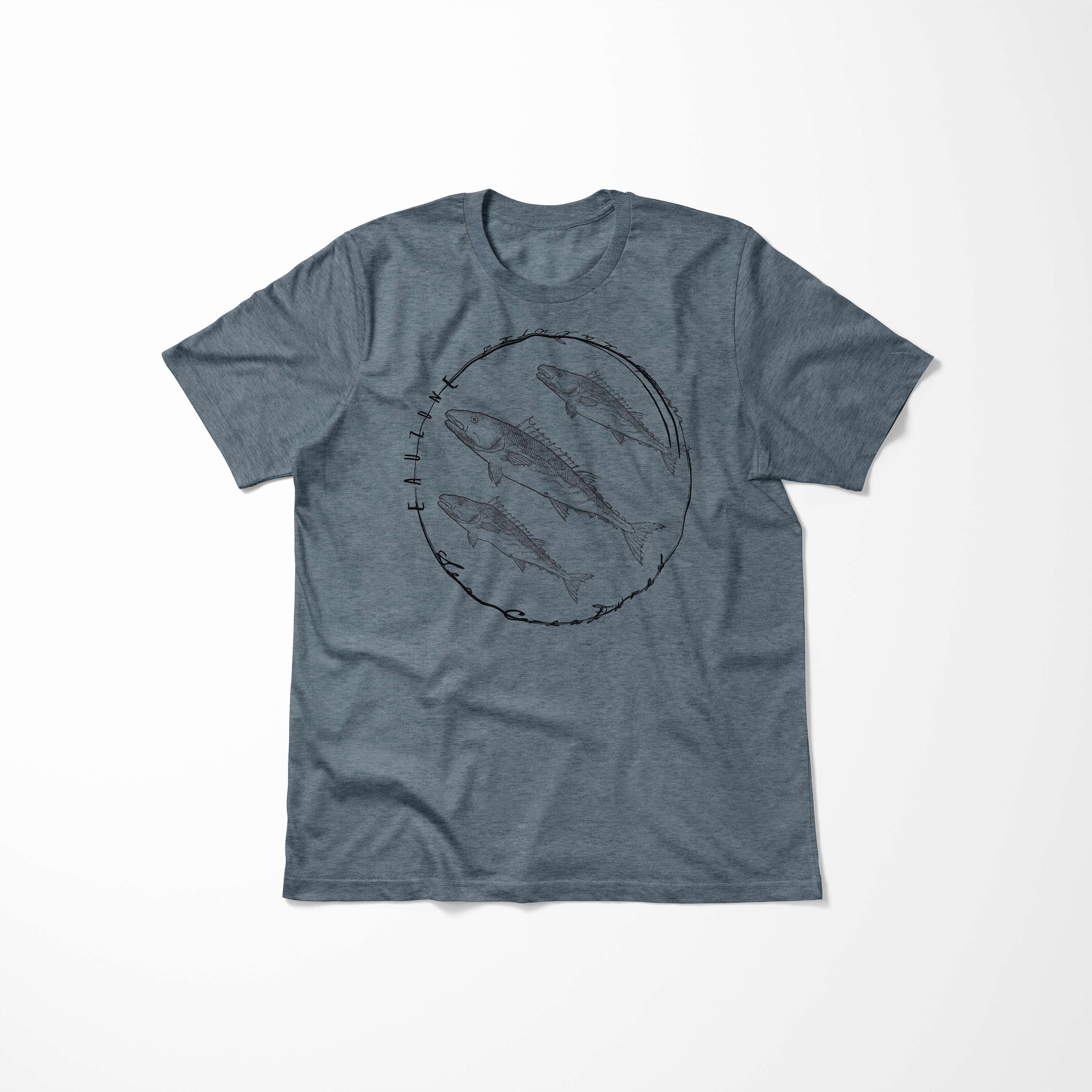 - Fische T-Shirt Sea 094 Serie: Schnitt feine / Sinus Art Creatures, sportlicher Tiefsee Sea Indigo T-Shirt Struktur und