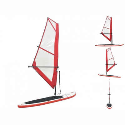 vidaXL Schlauchboot Aufblasbares Stand-Up-Paddleboard Set mit Segel Rot und Weiß