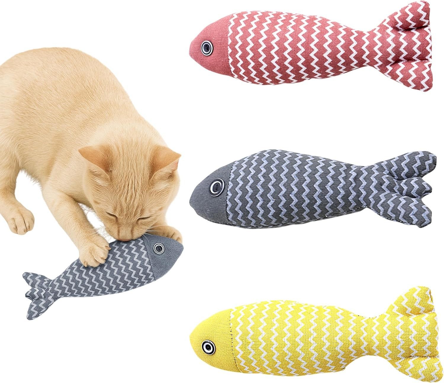 FUNFY Tierkuscheltier Fisch Katzenspielzeug Set 3 Stück Katzenminze Knister günstig online kaufen
