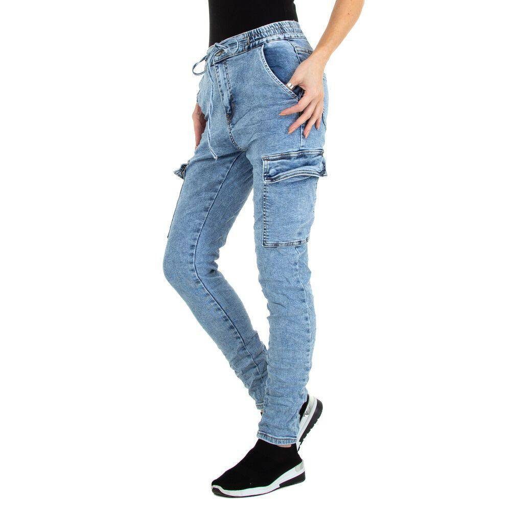 Ital-Design Relax-fit-Jeans Damen Freizeit Stretch Blau Relaxed Fit Jeans in