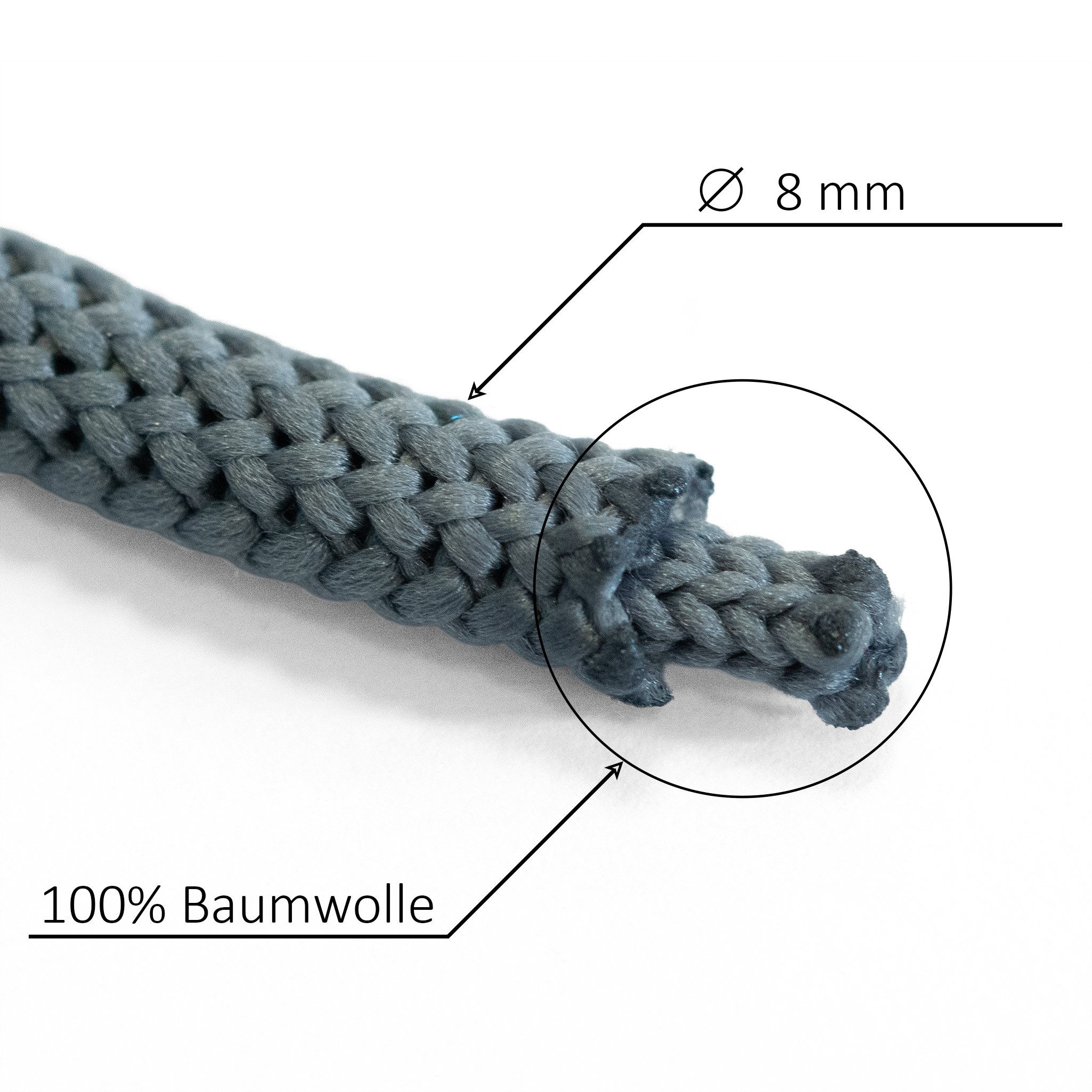 maDDma Kordel Baumwoll-Kordel geflochten 50m x 8mm Baumwoll-Schnur Bekleidungskordel, creme