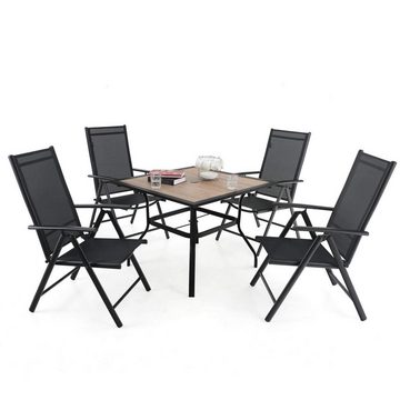 EBUY Gartentisch Wetterfester Tisch mit Schirmloch und Tischplatte aus Metallimitat (1-St)