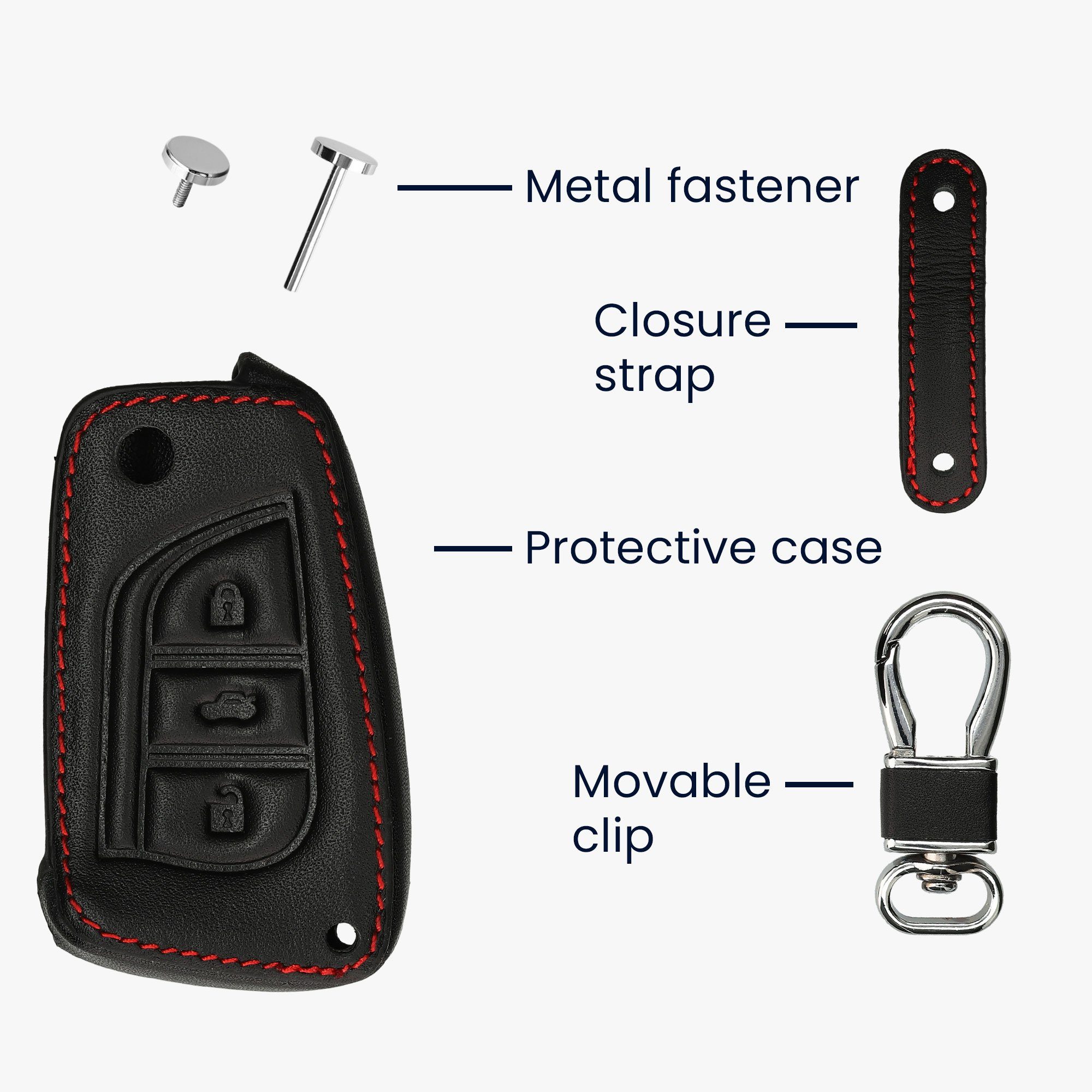 Schwarz Cover Hülle Schlüssel Autoschlüssel für kwmobile Toyota, Case Kunstleder Schlüsselhülle Schlüsseltasche