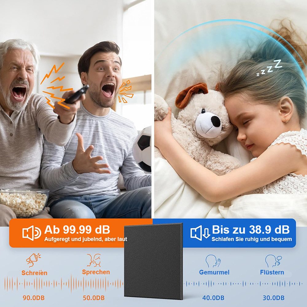 TUWENA Akustikplatte 12 Stück Akustikplatten Selbstklebend,Schallschutz Wand,Schallabsorber, Hoher Dichte Schallschutzplatten für Tonstudio, Wohnzimmer, 30x30cm