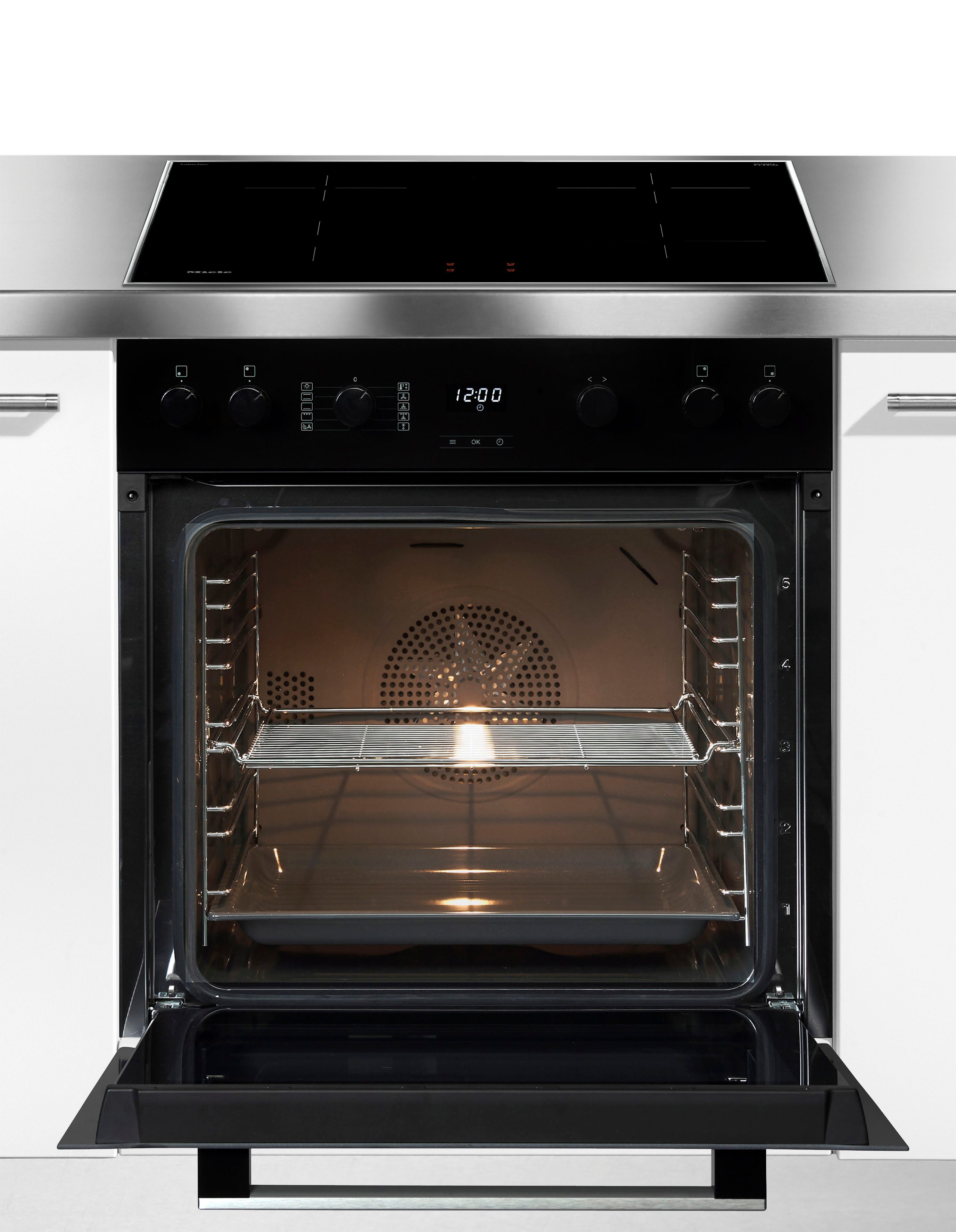 Miele Induktions Herd-Set H2455I D OBSW/EDST-LOOK mit KM 7061 F, Herd-Set - Kombination aus Herd und Induktionskochfeld