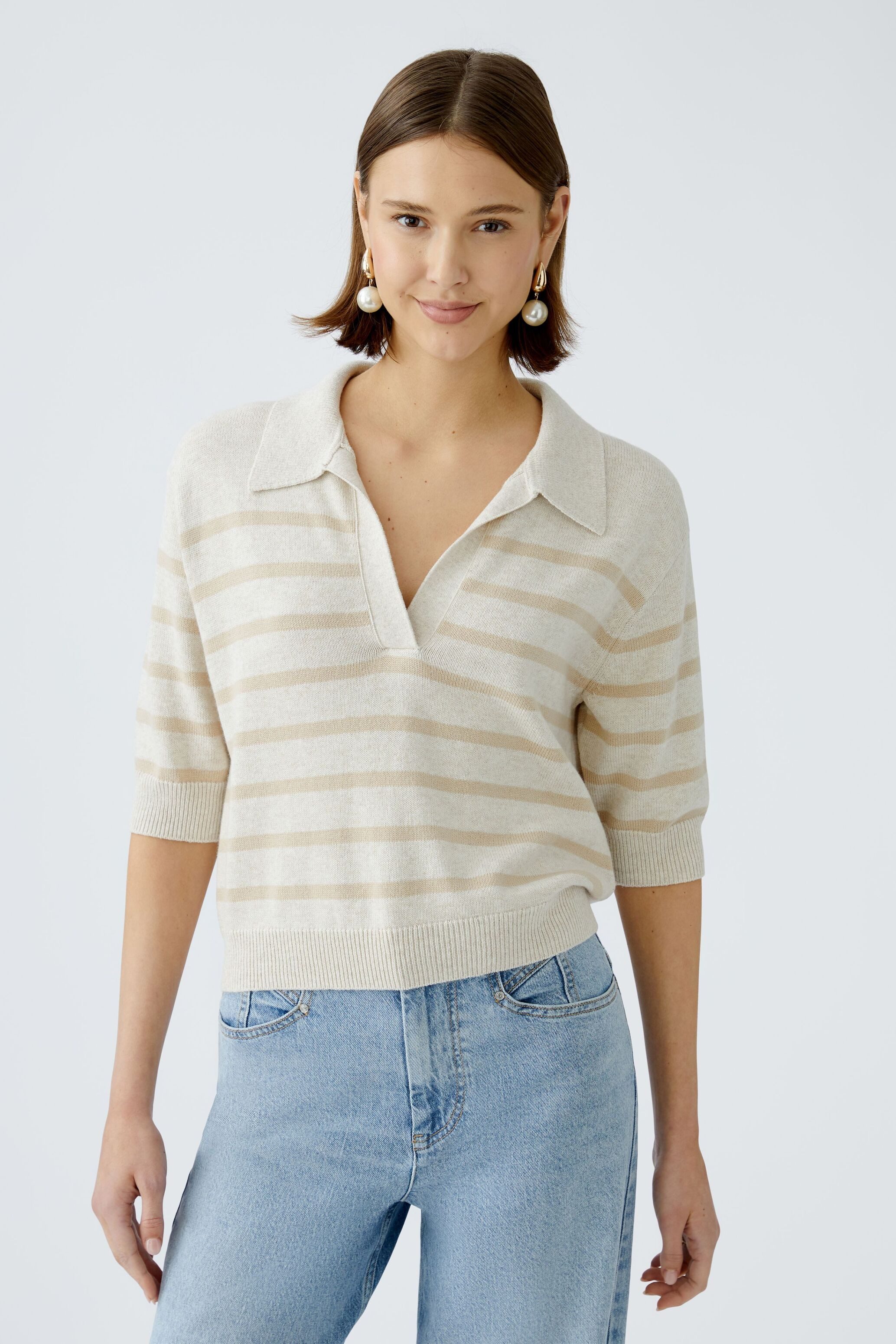 Oui V-Ausschnitt-Pullover Pullover mit Baumwolle und günstig online kaufen