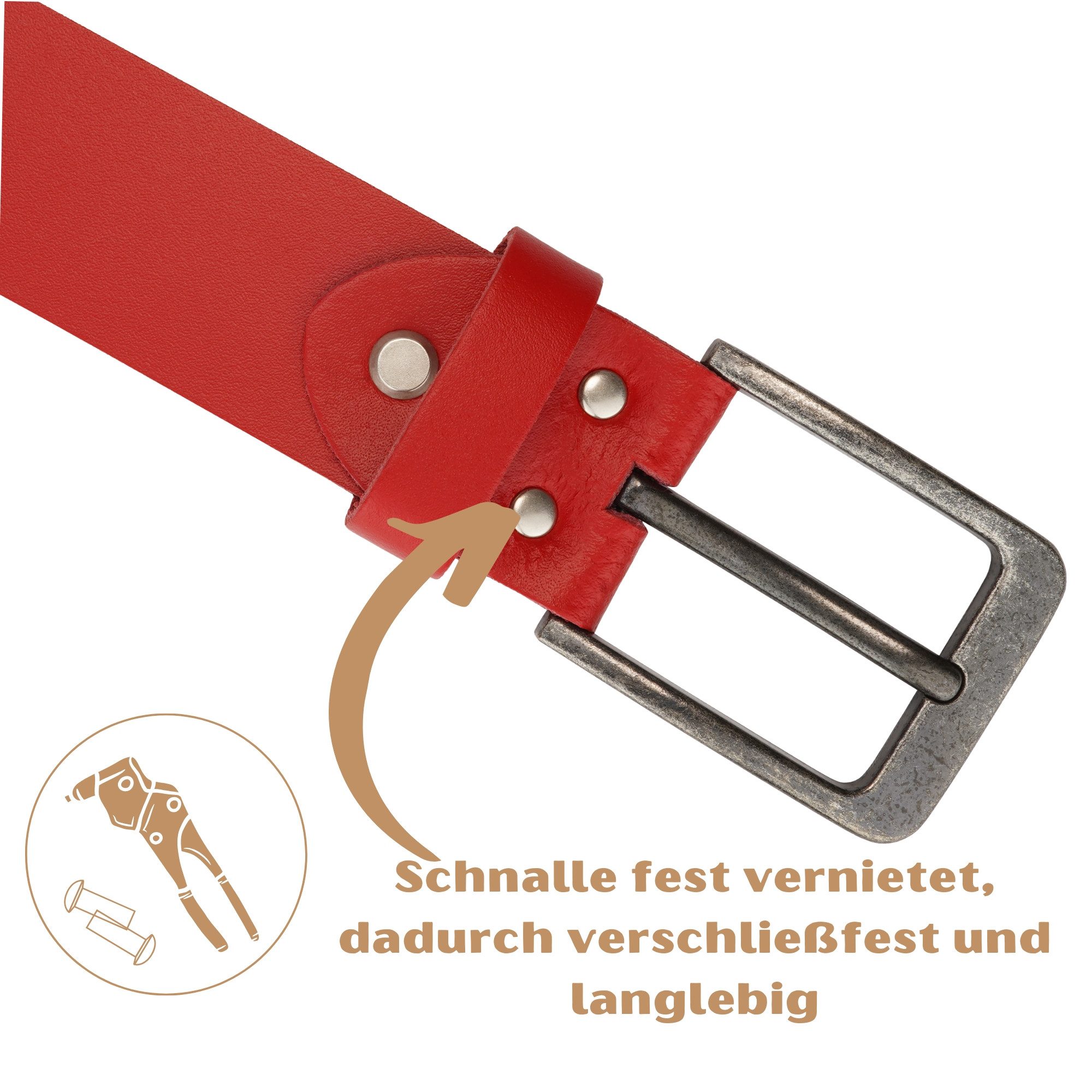 Manza Ledergürtel Gürtel Ledergürtel 4cm breit Echt Leder Jeansgürtel Unisex Kürzbar