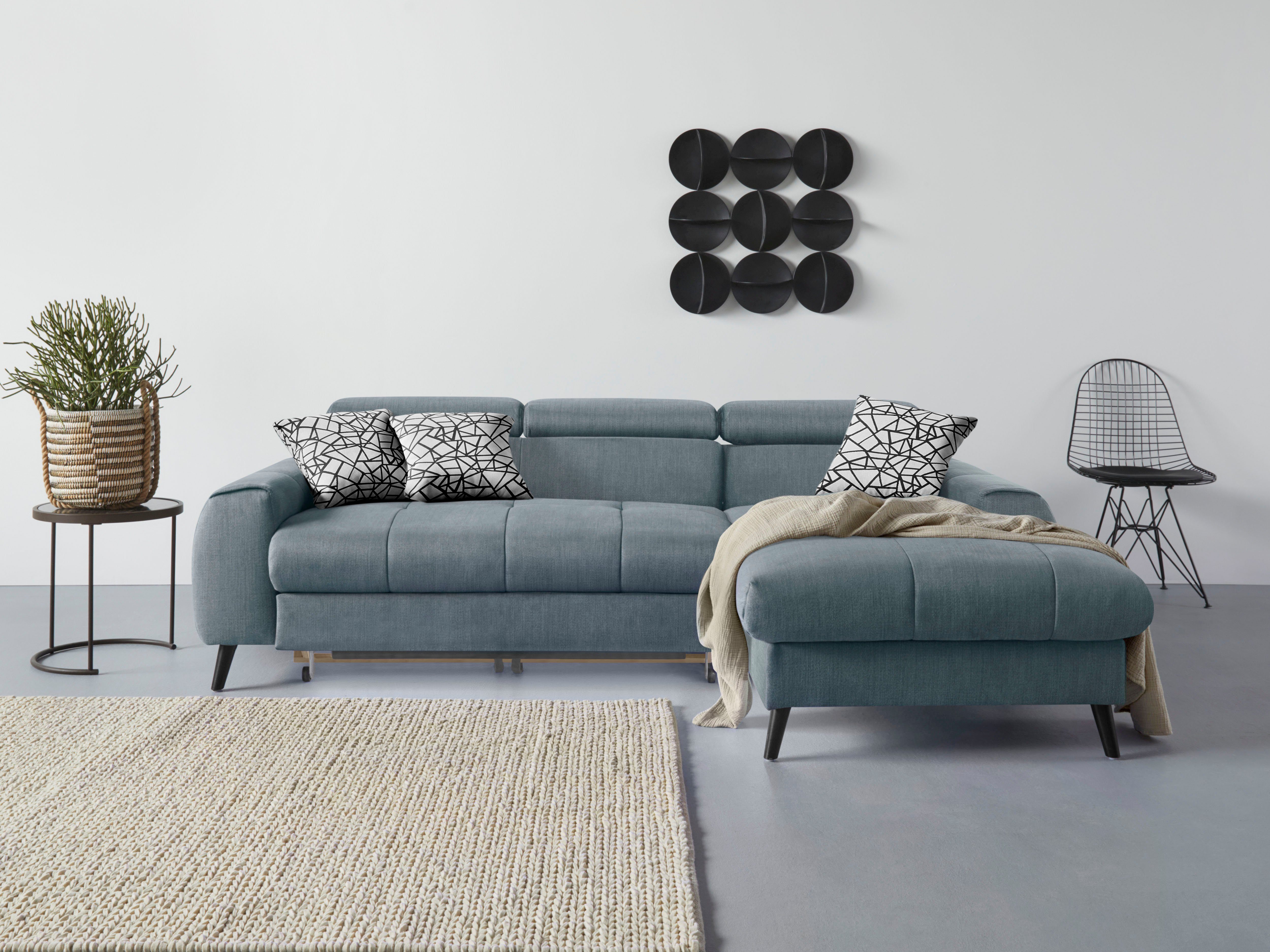 COTTA Ecksofa "Mia L-Form mit 3 Zierkissen", wahlweise mit Bettfunktion, Be günstig online kaufen