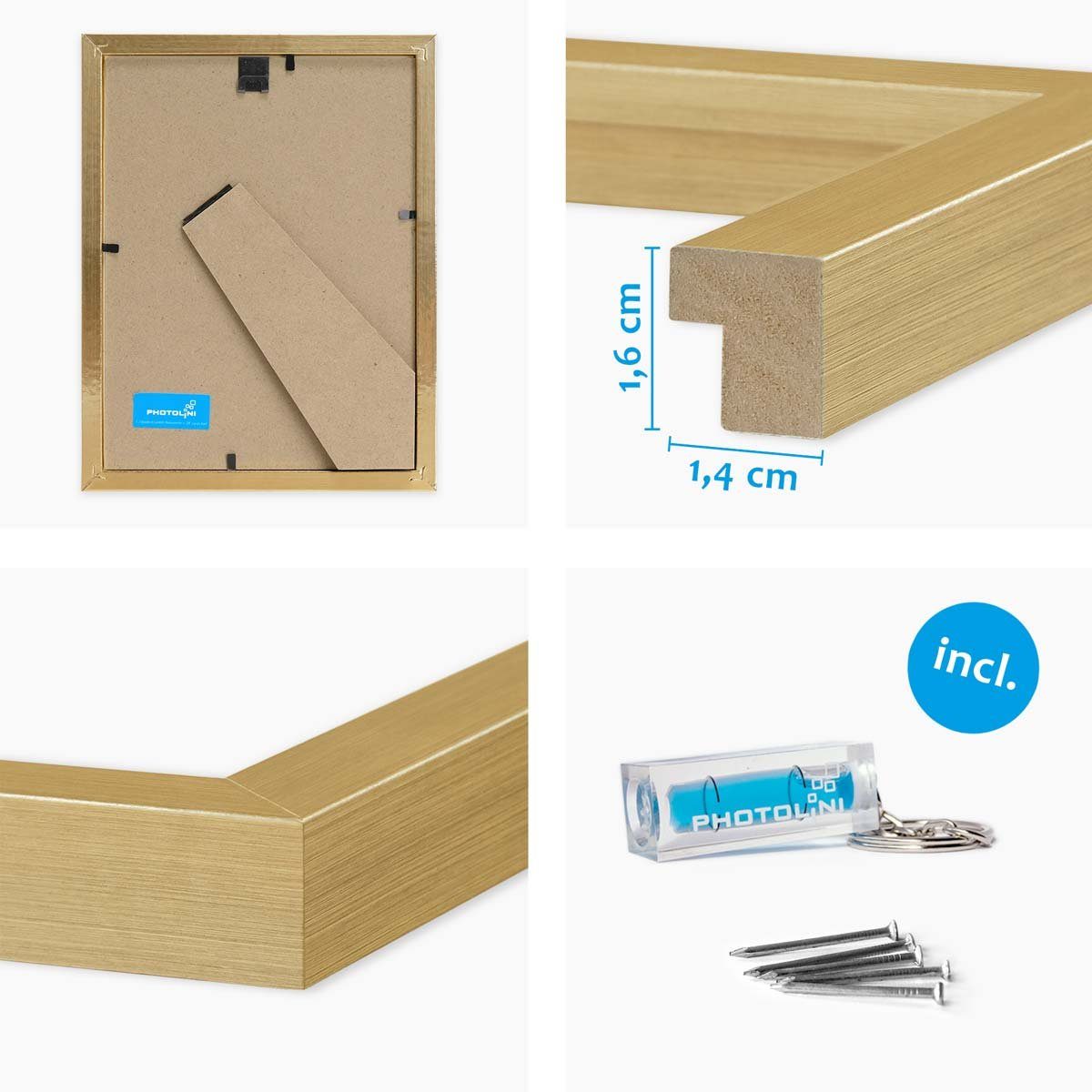 PHOTOLINI Bilderrahmen 3er Set modern mit bruchsicherem Acrylglas, Holz MDF, Fotos & Poster, für 3 Bilder (3er Set), Posterrahmen 10x15 cm zum Aufhängen & Aufstellen