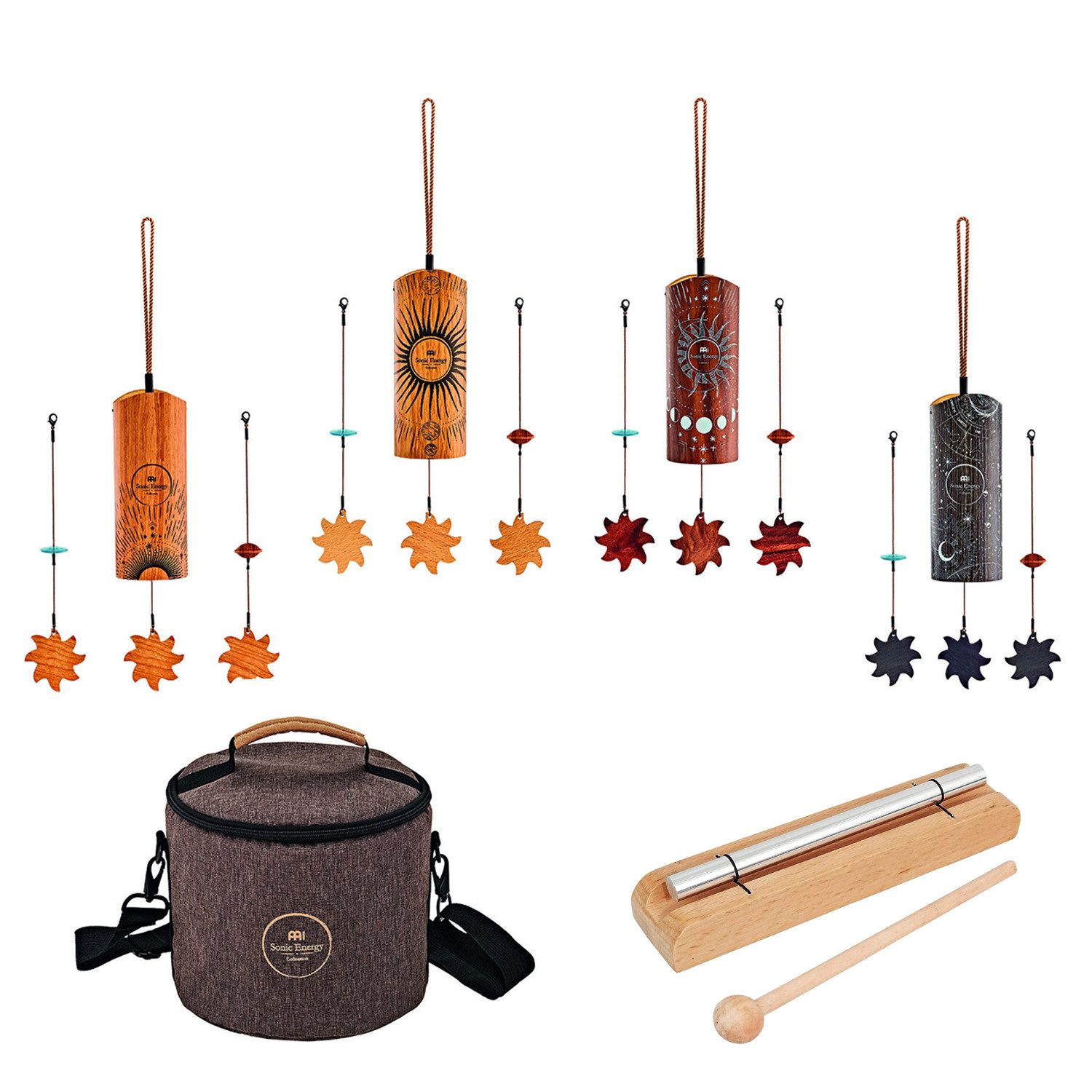 Meinl Sonic Energy Chime Cosmic Bamboo,CBCSET, 4-St., Klangspiel Set, mit keepdrum Klangstab