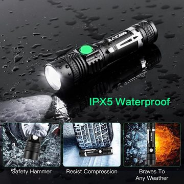 Daskoo LED Taschenlampe 2Stk Taschenlampe USB Aufladbar Taktische Flashlight 4-Lichtmodi IPX6, wasserdicht,mit Zoom-Funktion