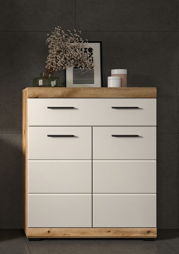 xonox.home Hochschrank Standschrank breit Scout, mit Schubkasten, Kaschmir / Evoak Oak (1-St) Badmöbel, Badkombination