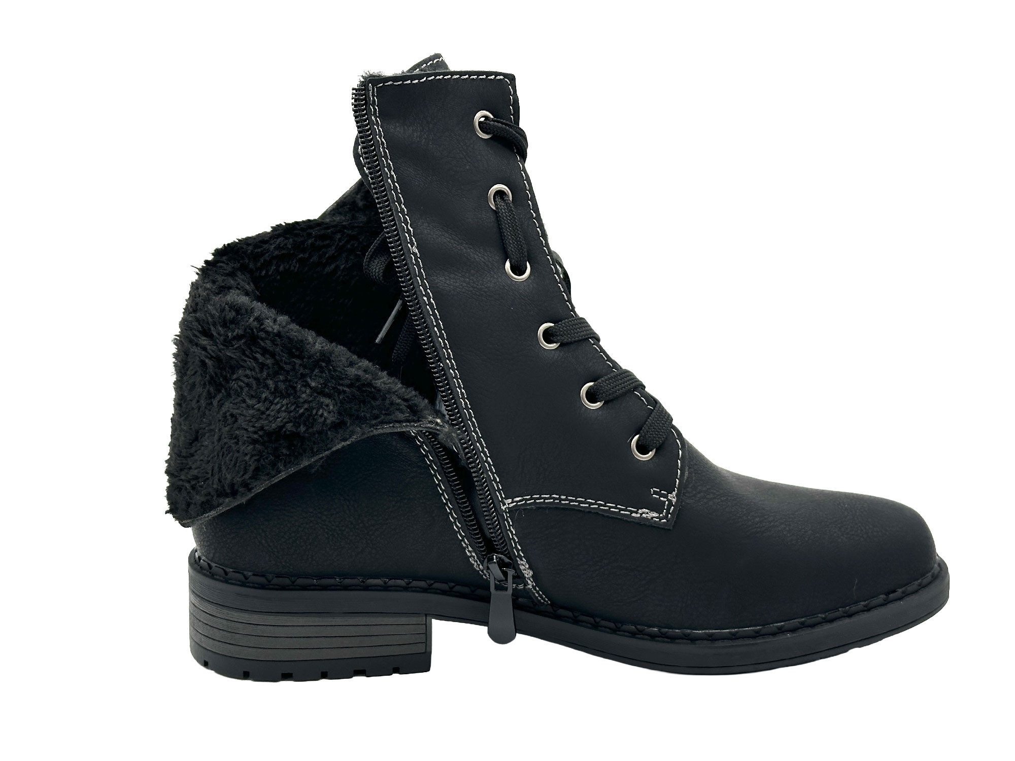Nowaland Damen Winterstiefeletten mit Warmfutter Winterstiefelette Gefütterte Kunstleder-Stiefeletten mit seitlichem Reißverschluss – Bild 4 von 5