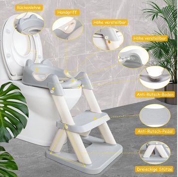 Homewit Toilettentrainer 2-in-1, faltbar, höhenverstellbar, für Kleinkinder Mädchen und Jungen, (1-tlg), Toilettenleiter Baby-Toilettensitz mit Treppe, Griffe, Fußstütze