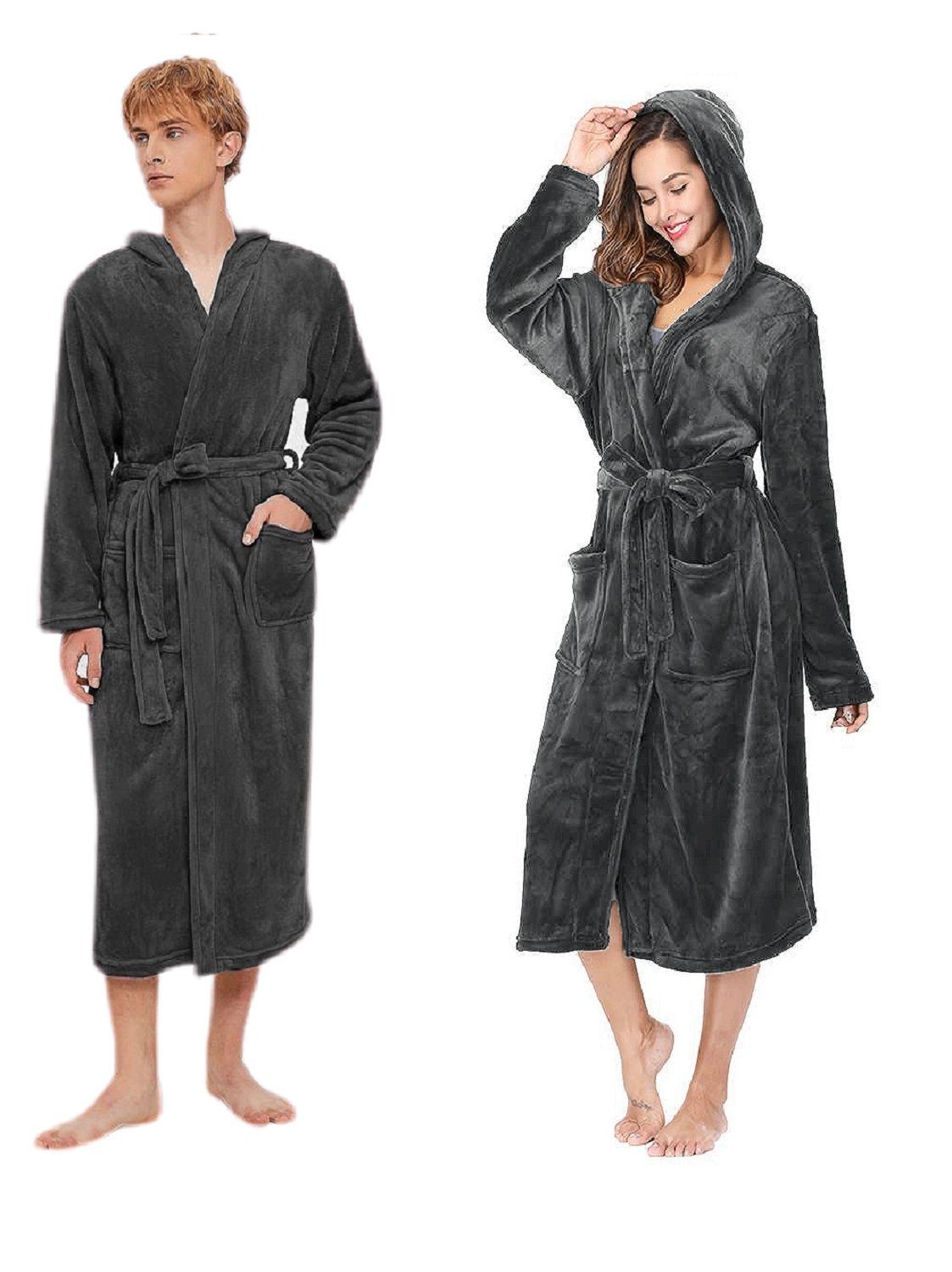 Rungassi Unisex-Bademantel Fleece Unisex Bademantel Morgenmantel günstig online kaufen